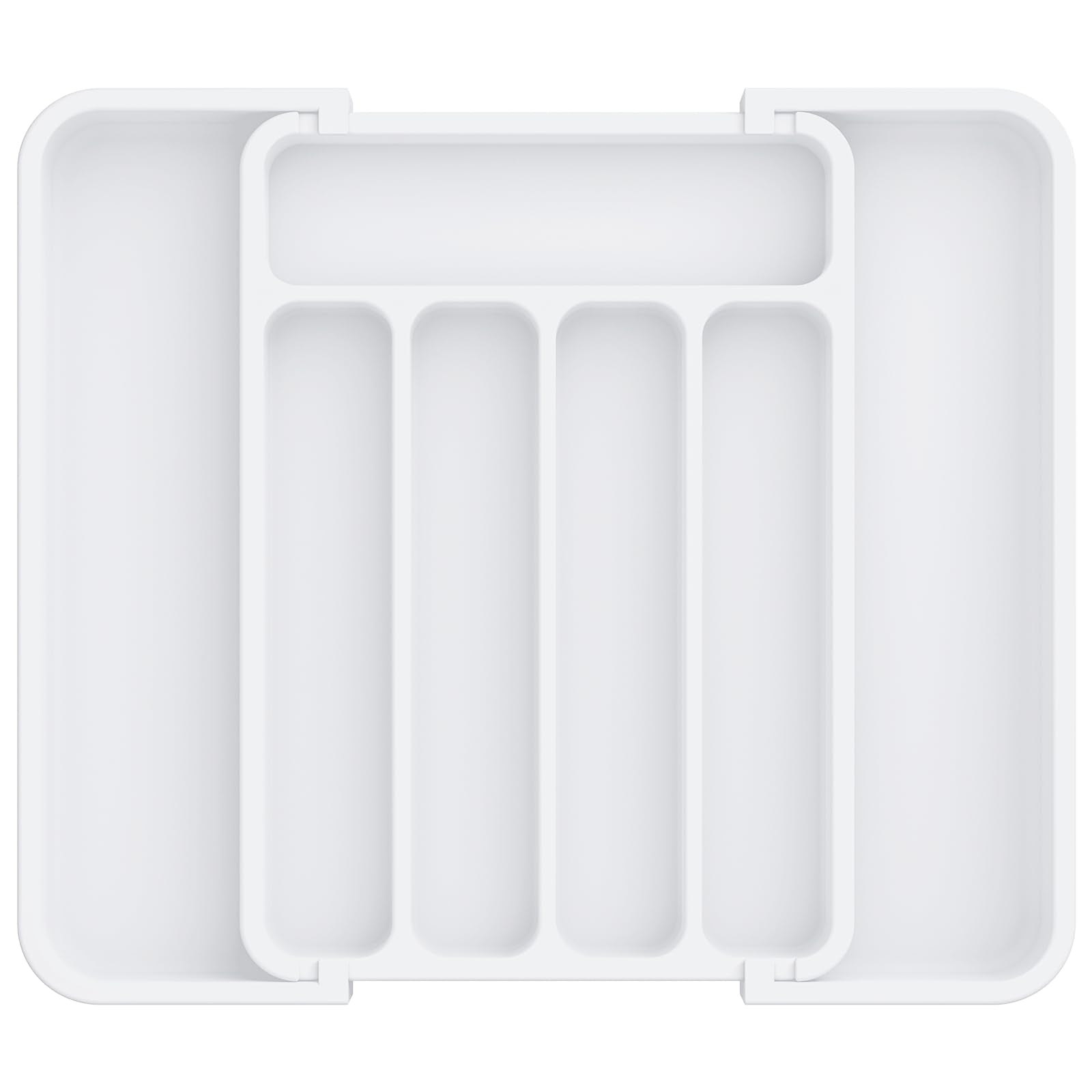 Aujen Silverware Organizer - Expandable Kitchen Drawer Organizer, Adjustable Utensil Organizer, Cutlery Tray for Forks, Knives, Multipurpose Kitchen Organizers and Storage Solution, Black, Medium