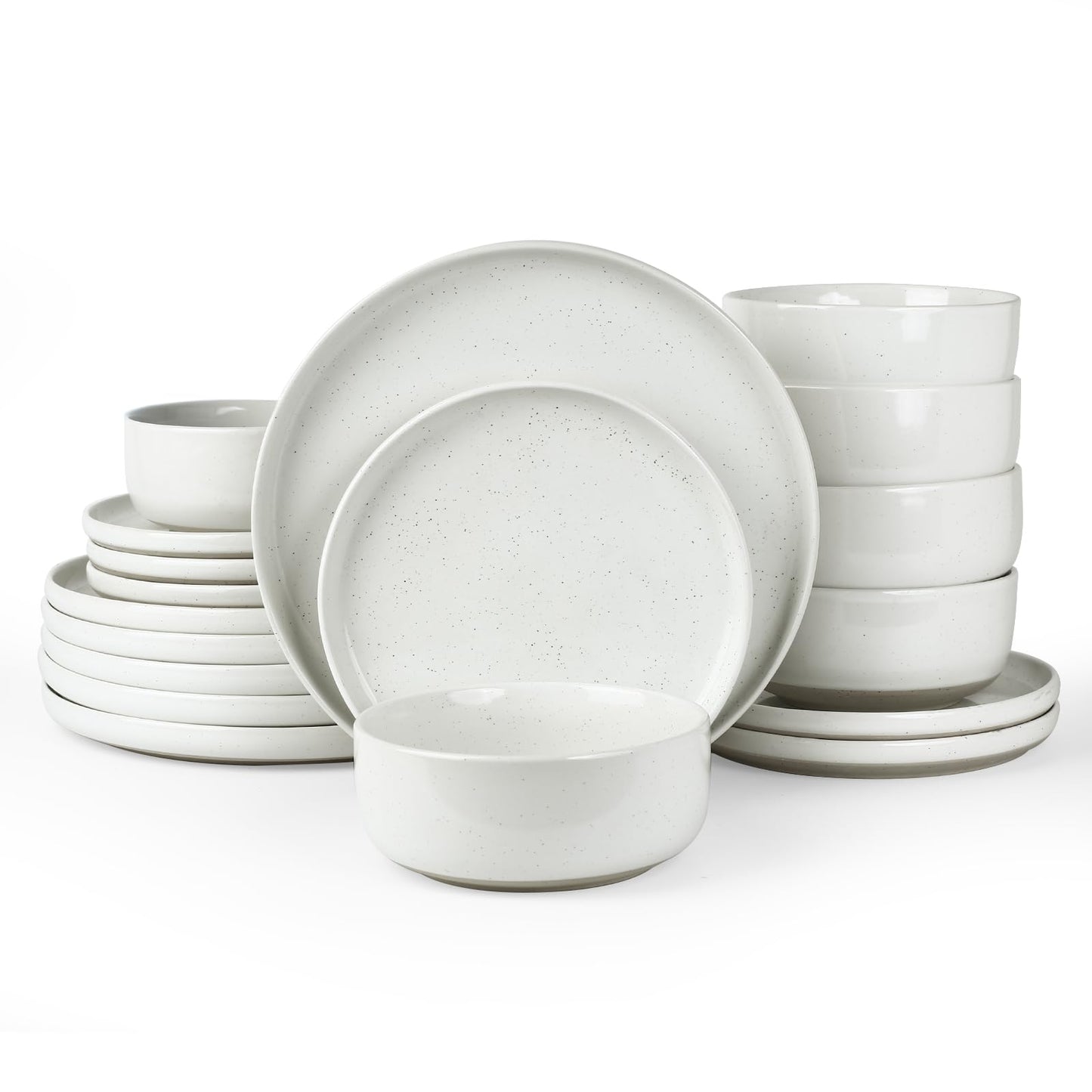 Famiware Milkyway Plates and Bowls Set, 12 Pieces Dinnerware Sets, Dishes Set for 4, Light Gray