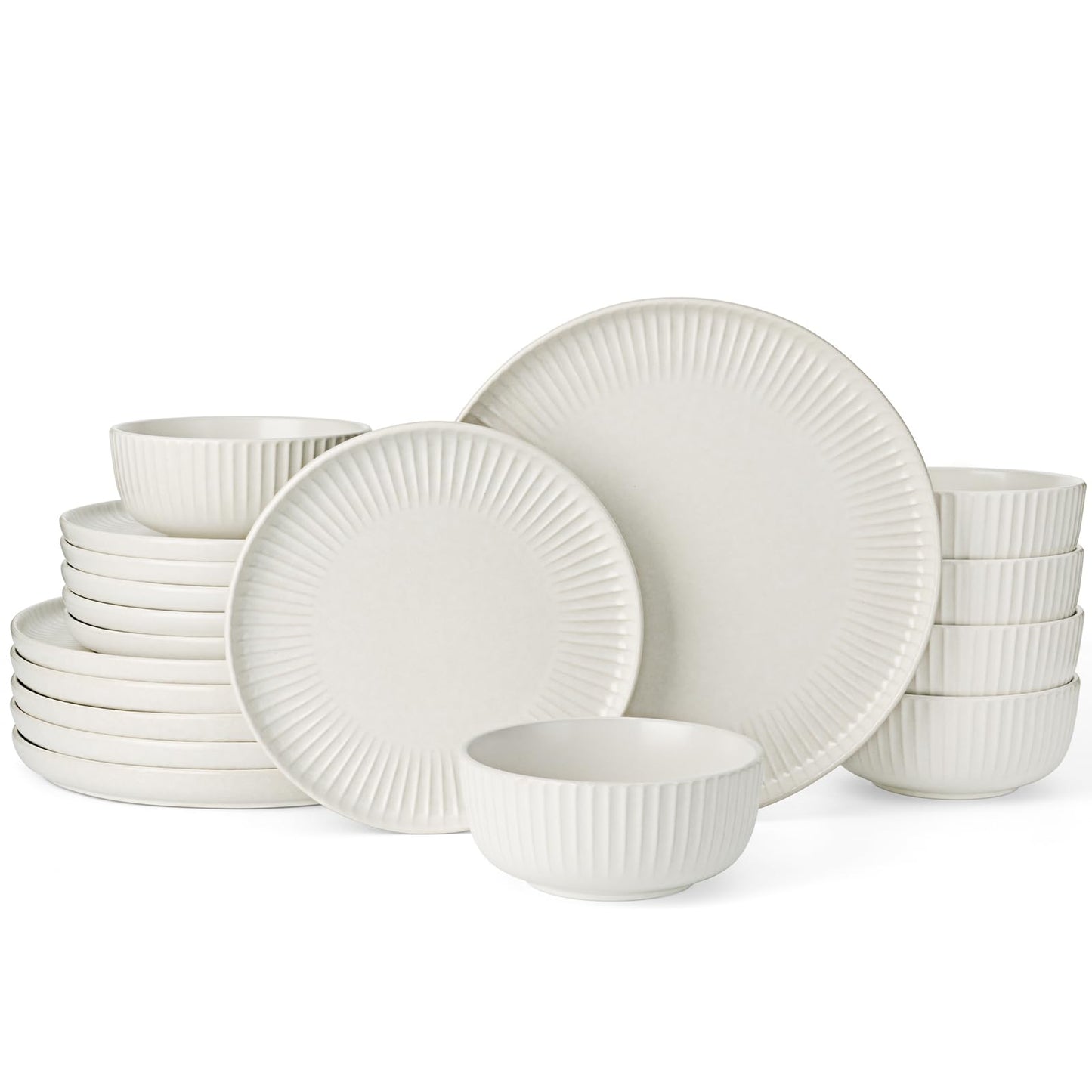 Famiware Star Dinnerware Sets, Plates and Bowls Set for 4, 12 Pieces Ribbed Dishes - Chip and Scratch Resistant, Microwave and Dishwasher Safe Tableware, Smoky Blue