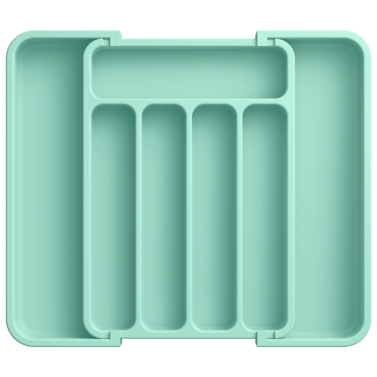 Aujen Silverware Organizer - Expandable Kitchen Drawer Organizer, Adjustable Utensil Organizer, Cutlery Tray for Forks, Knives, Multipurpose Kitchen Organizers and Storage Solution, Black, Medium