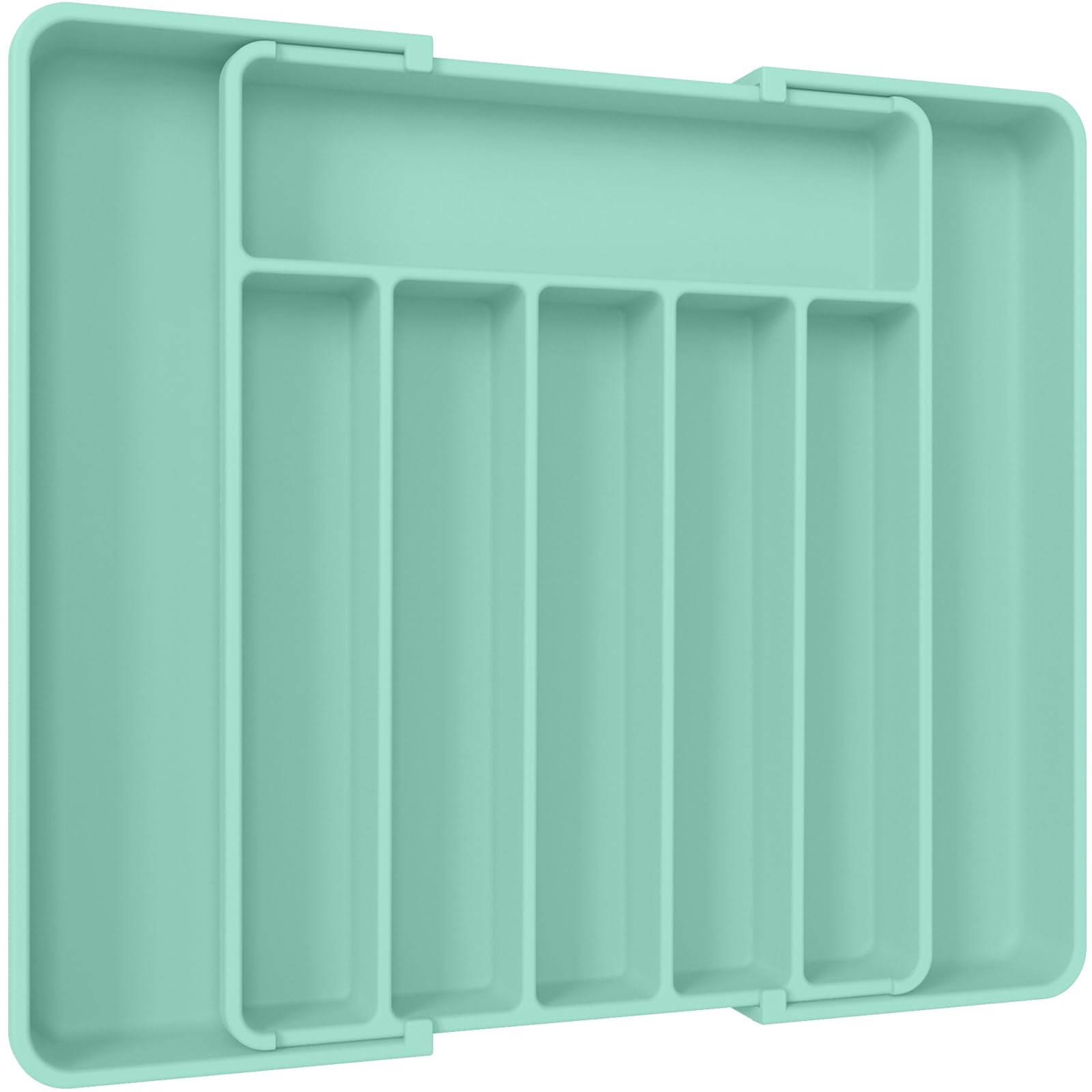 Aujen Silverware Organizer - Expandable Kitchen Drawer Organizer, Adjustable Utensil Organizer, Cutlery Tray for Forks, Knives, Multipurpose Kitchen Organizers and Storage Solution, Black, Medium