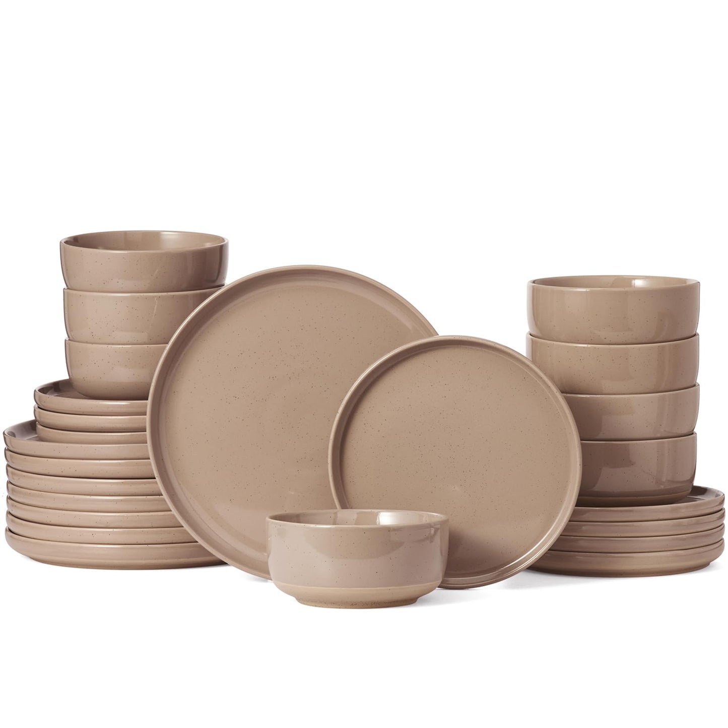 Famiware Milkyway Plates and Bowls Set, 12 Pieces Dinnerware Sets, Dishes Set for 4, Light Gray