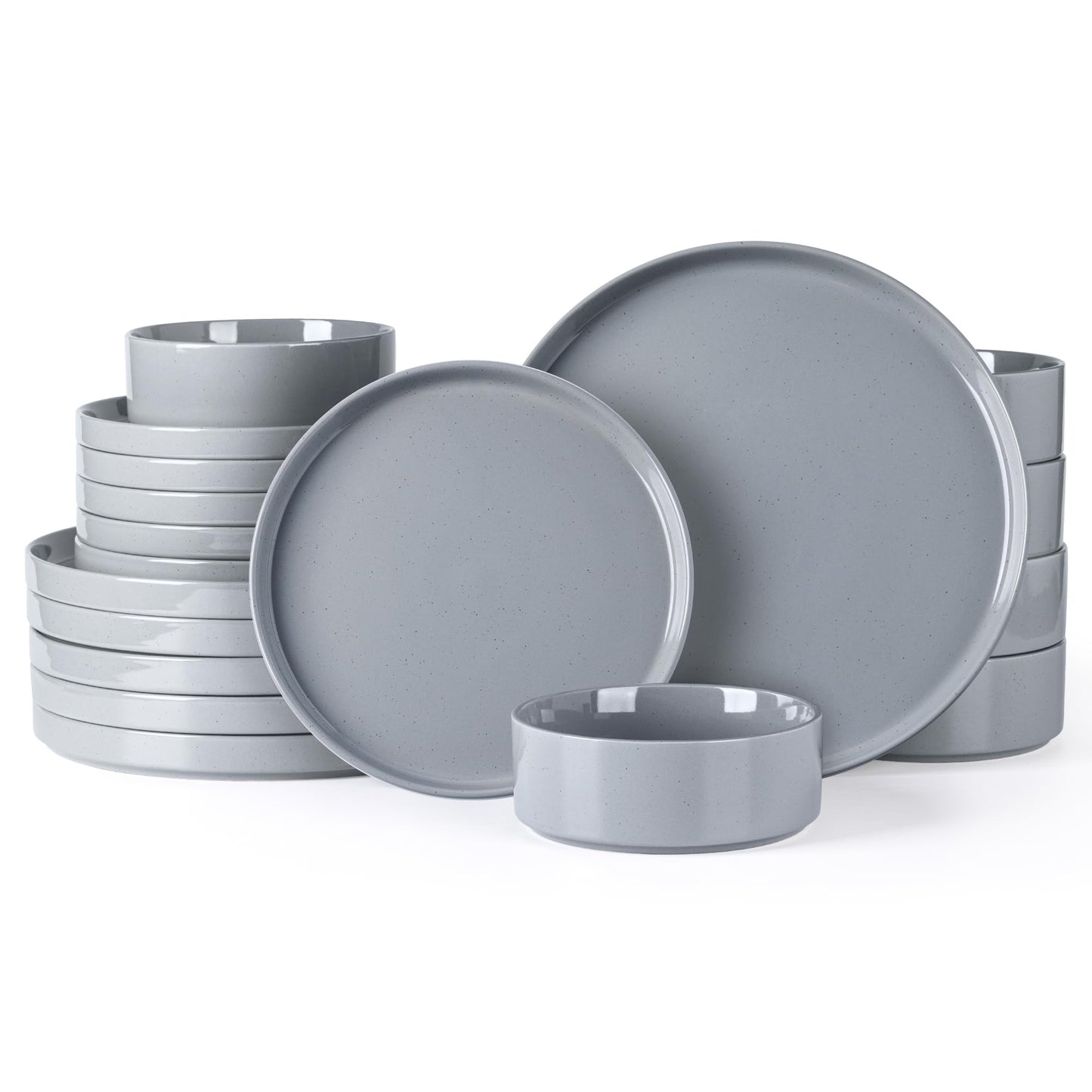 GBHOME Dinnerware Set for 4, 12 Piece Speckled Plates and Bowls Set with Glazed Bottom, Chip & Scratch Resistant Stoneware Plates Sets, Dishwasher & Microwave Safe Dishes (Light Beige, Service for 4)