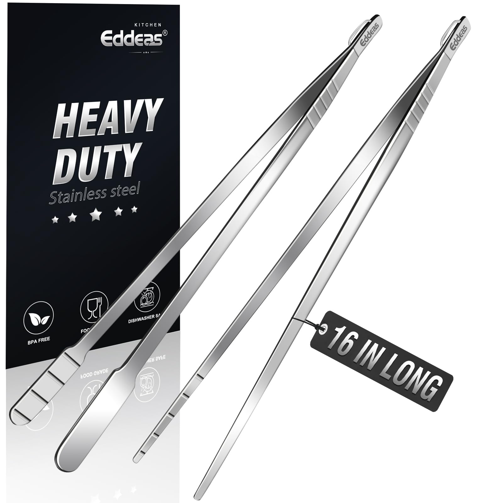 Tongs For Cooking - Heat Resistant 600 Degrees Stainless Steel Kitchen Tong,Heavy Duty Metal Locking Tongs - Perfect for Food,Salad and BBQ set of 3 (7",9" and 12") Dishwasher