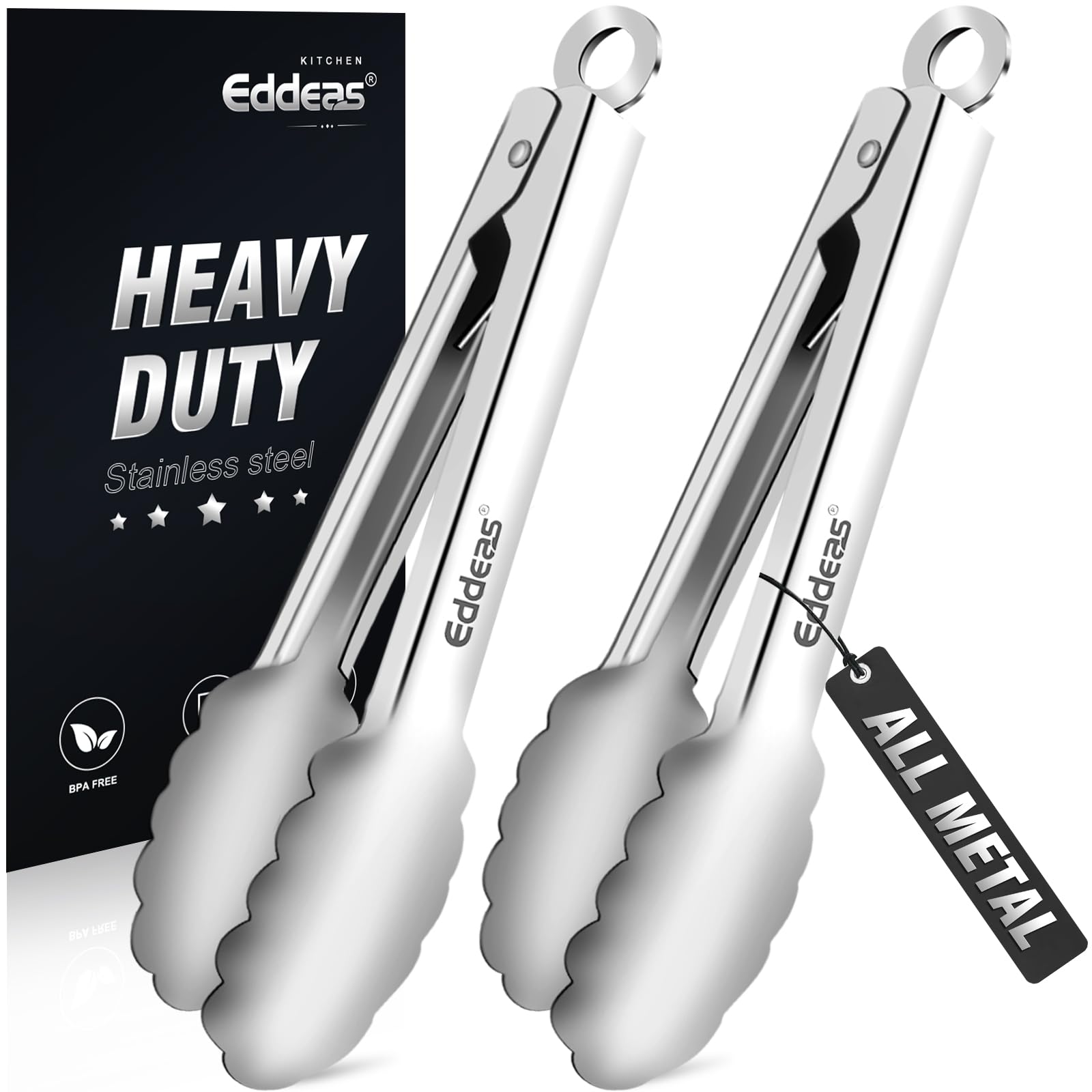 Tongs For Cooking - Heat Resistant 600 Degrees Stainless Steel Kitchen Tong,Heavy Duty Metal Locking Tongs - Perfect for Food,Salad and BBQ set of 3 (7",9" and 12") Dishwasher