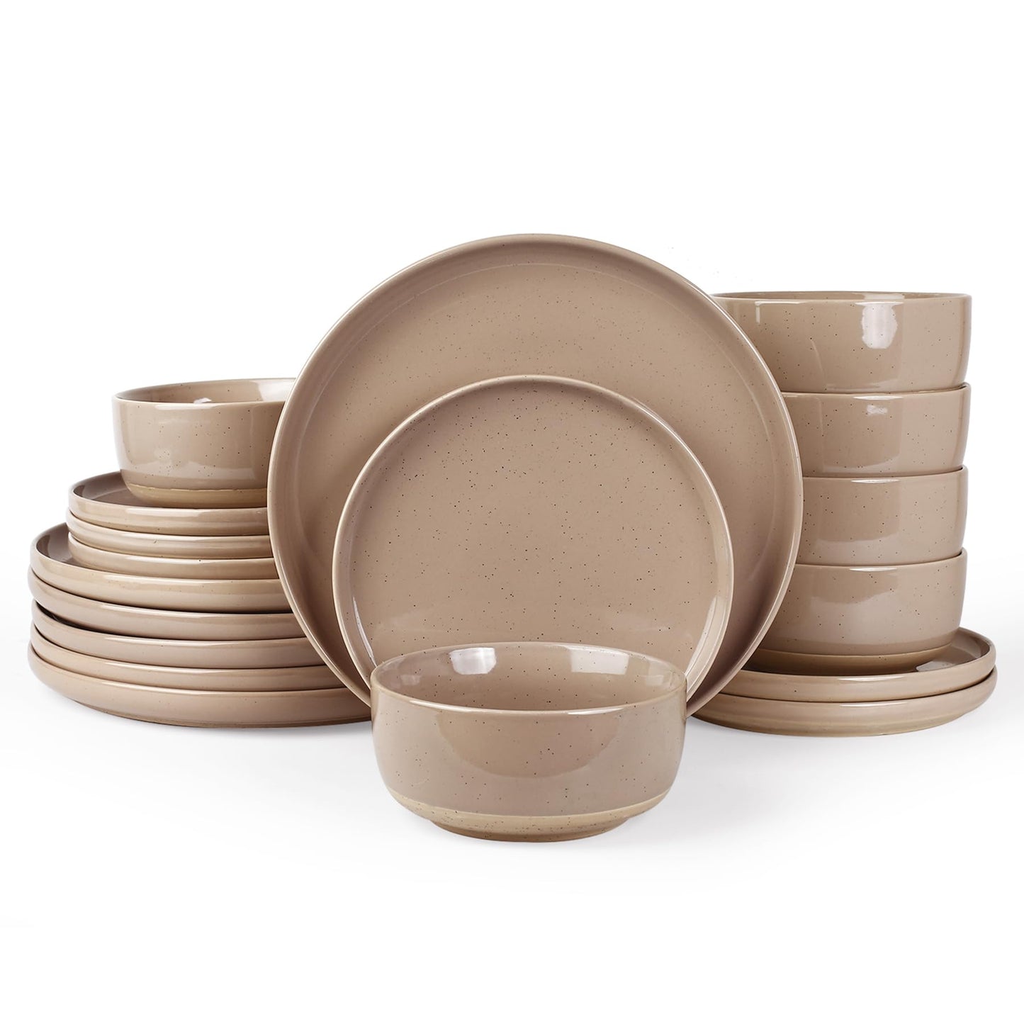 Famiware Milkyway Plates and Bowls Set, 12 Pieces Dinnerware Sets, Dishes Set for 4, Light Gray