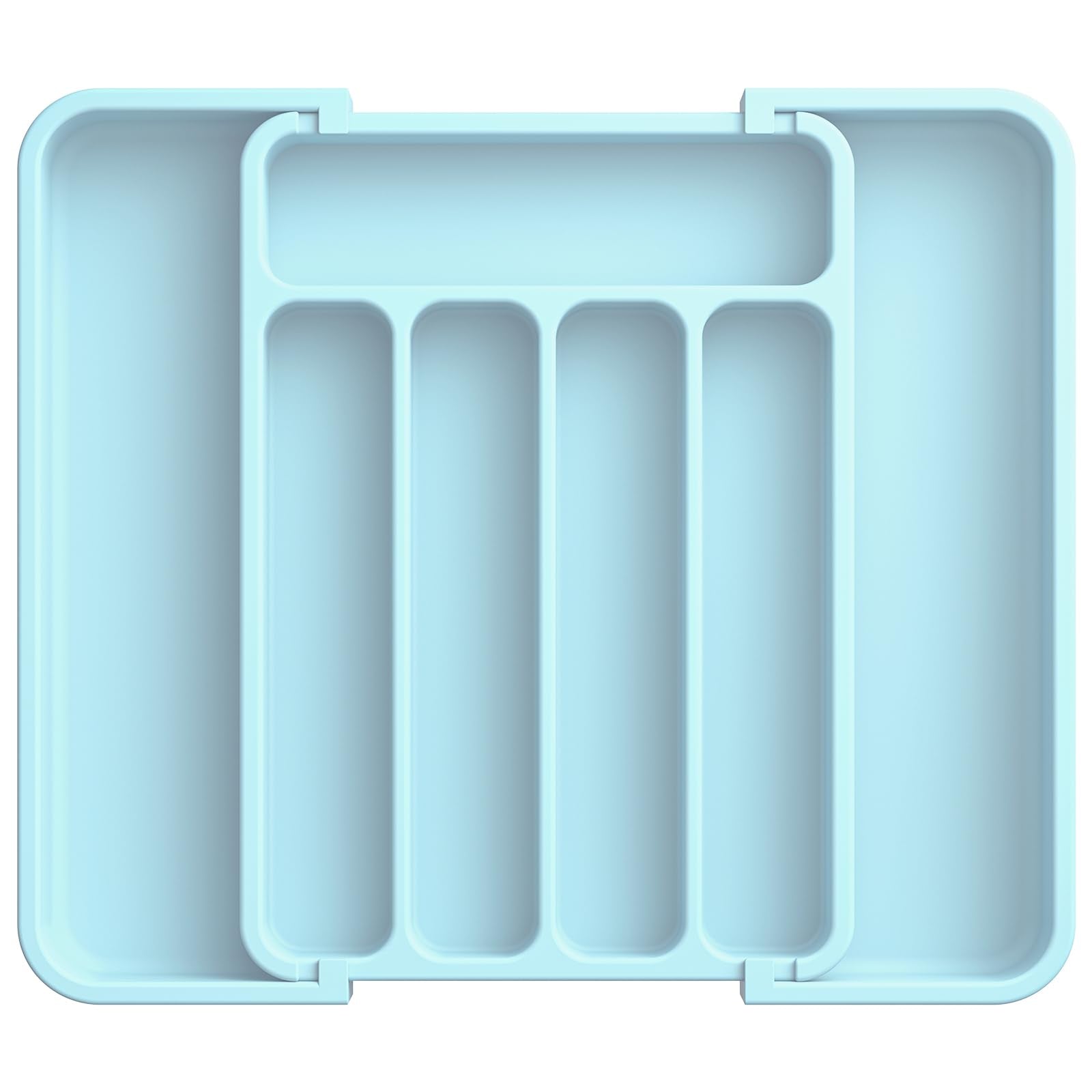 Aujen Silverware Organizer - Expandable Kitchen Drawer Organizer, Adjustable Utensil Organizer, Cutlery Tray for Forks, Knives, Multipurpose Kitchen Organizers and Storage Solution, Black, Medium