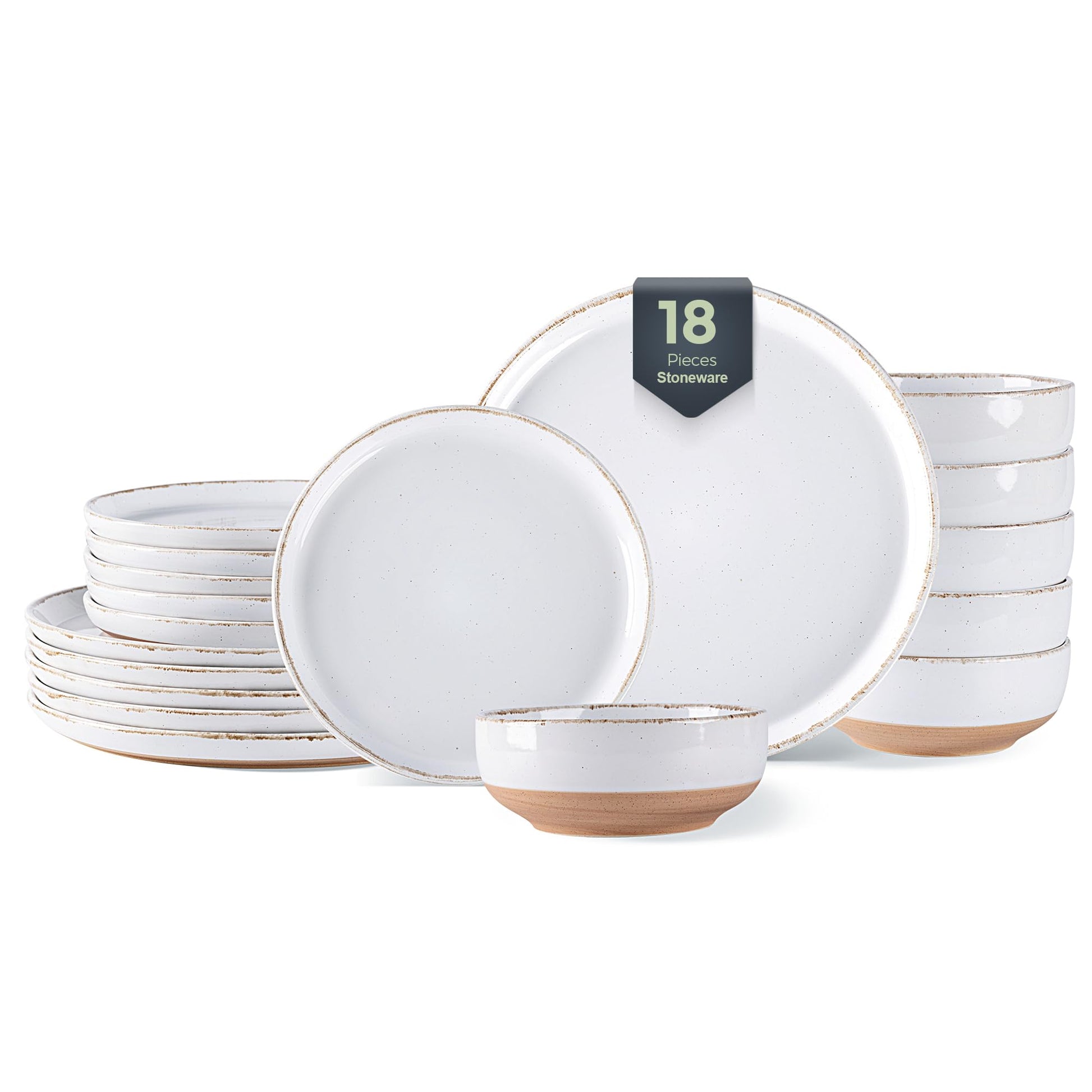 AmorArc Ceramic Dinnerware Sets for 4, 12 Pieces Handpainted Plates and Bowls Set with Rustic Terracotta Underside, Scratch Resistant Stoneware Dishes Set, Dishwasher & Microwave Safe, Gray