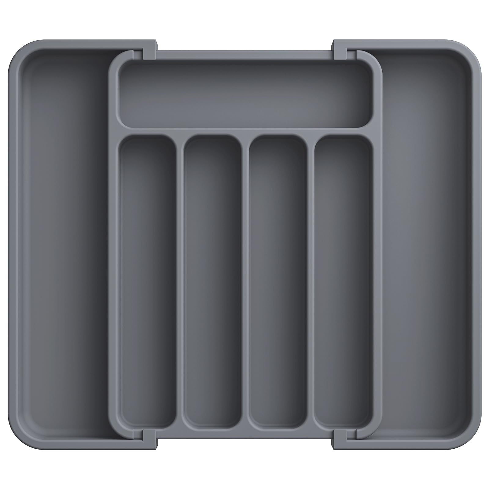 Aujen Silverware Organizer - Expandable Kitchen Drawer Organizer, Adjustable Utensil Organizer, Cutlery Tray for Forks, Knives, Multipurpose Kitchen Organizers and Storage Solution, Black, Medium