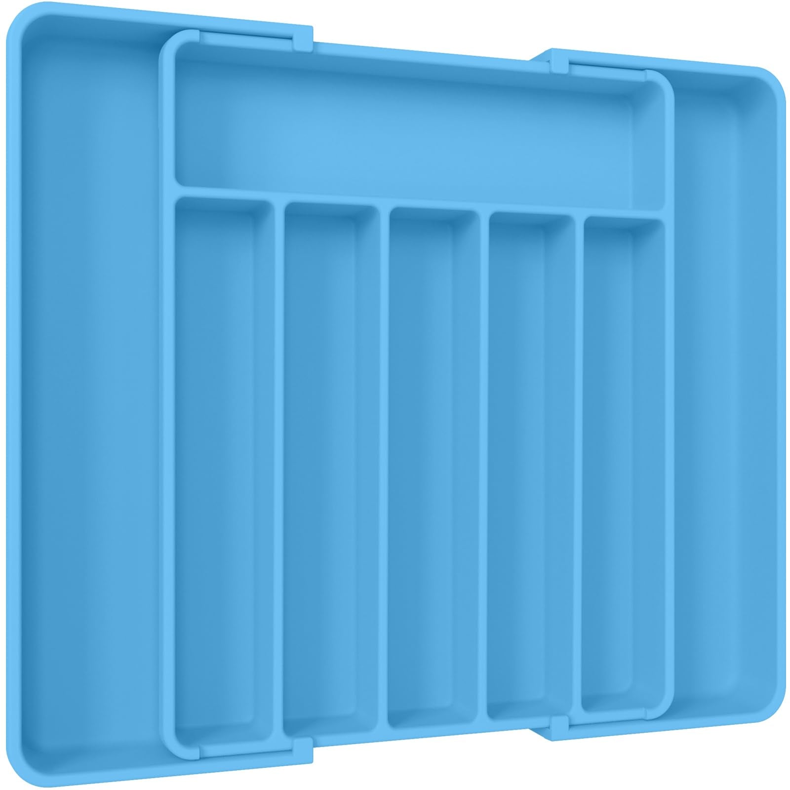 Aujen Silverware Organizer - Expandable Kitchen Drawer Organizer, Adjustable Utensil Organizer, Cutlery Tray for Forks, Knives, Multipurpose Kitchen Organizers and Storage Solution, Black, Medium