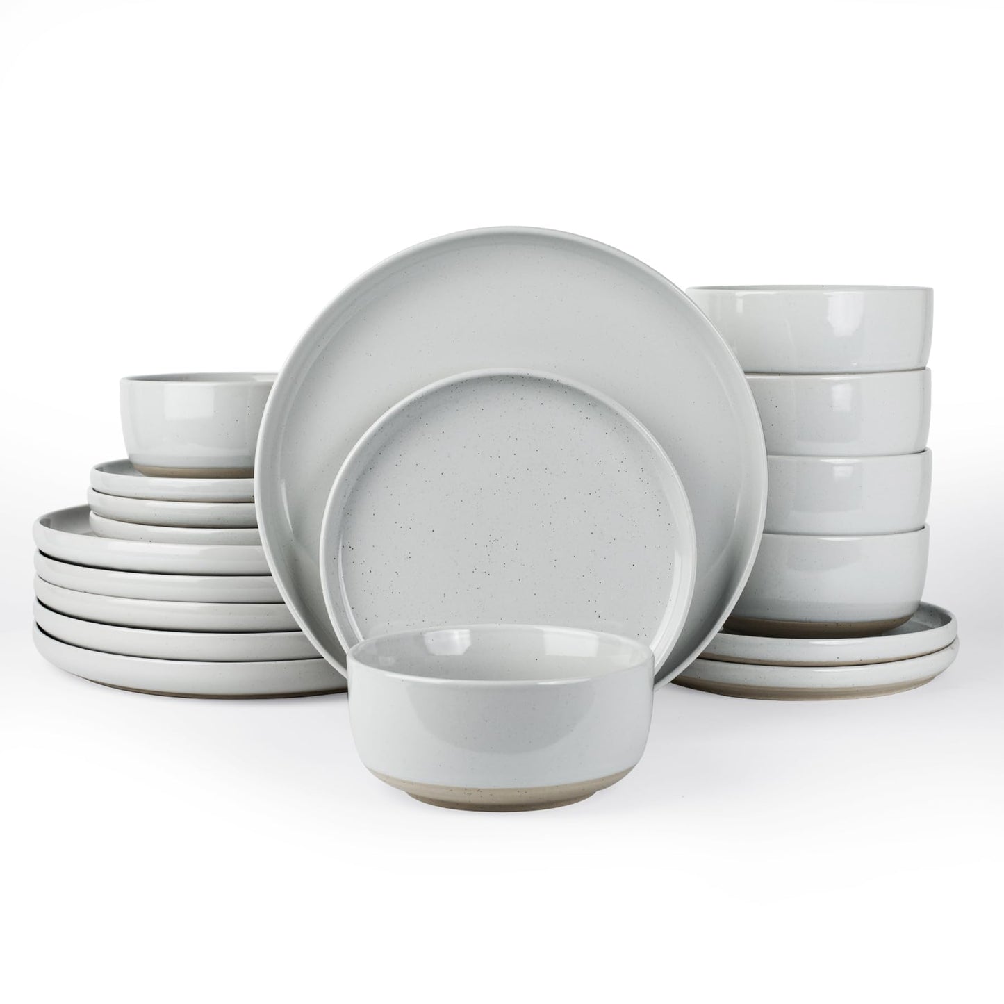 Famiware Milkyway Plates and Bowls Set, 12 Pieces Dinnerware Sets, Dishes Set for 4, Light Gray