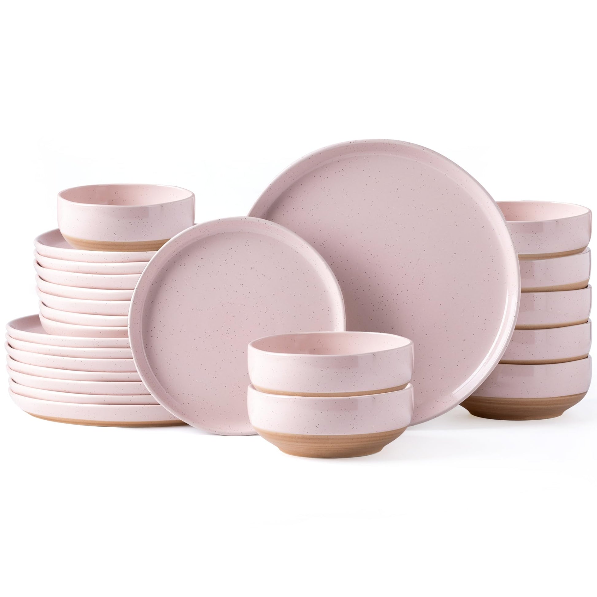 AmorArc Ceramic Dinnerware Sets for 4, 12 Pieces Handpainted Plates and Bowls Set with Rustic Terracotta Underside, Scratch Resistant Stoneware Dishes Set, Dishwasher & Microwave Safe, Gray