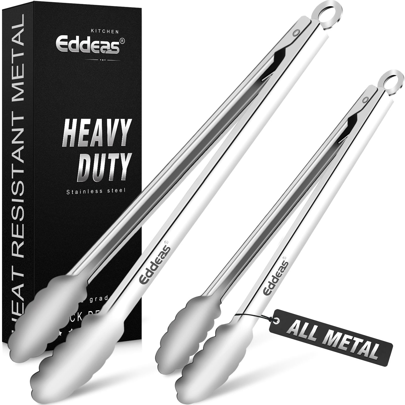 Tongs For Cooking - Heat Resistant 600 Degrees Stainless Steel Kitchen Tong,Heavy Duty Metal Locking Tongs - Perfect for Food,Salad and BBQ set of 3 (7",9" and 12") Dishwasher