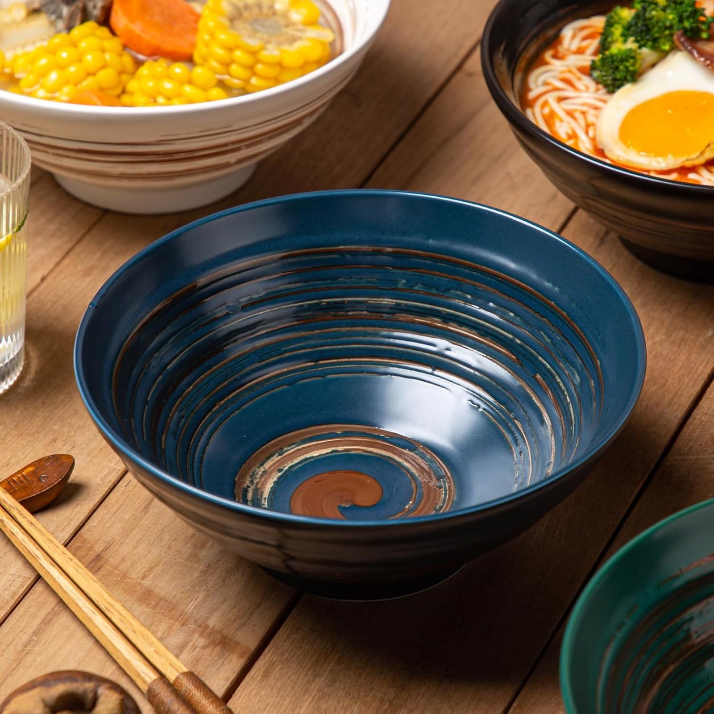YUN TAO Ceramic Ramen Bowls Set of 4, 35 oz Large Japanese Style Serving Bowls for Salad,Udon, Soba, Pho Pasta, Asian Soup Noodle,Suitable as Housewarming Gifts