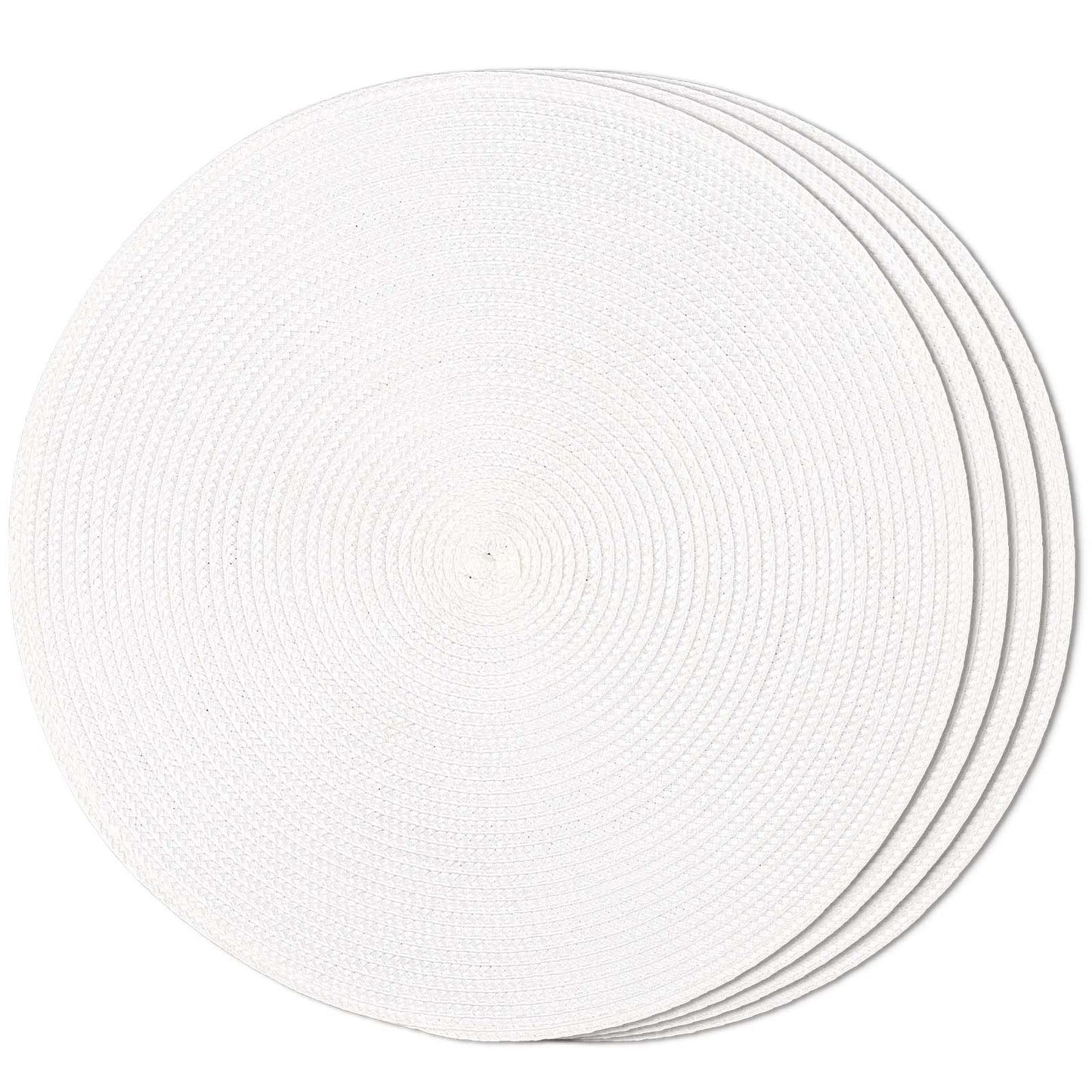 FunWheat Round Braided Placemats Set of 6 Table Mats for Dining Tables Woven Washable Non-Slip Place mats 15 in(Blue, 6pcs)