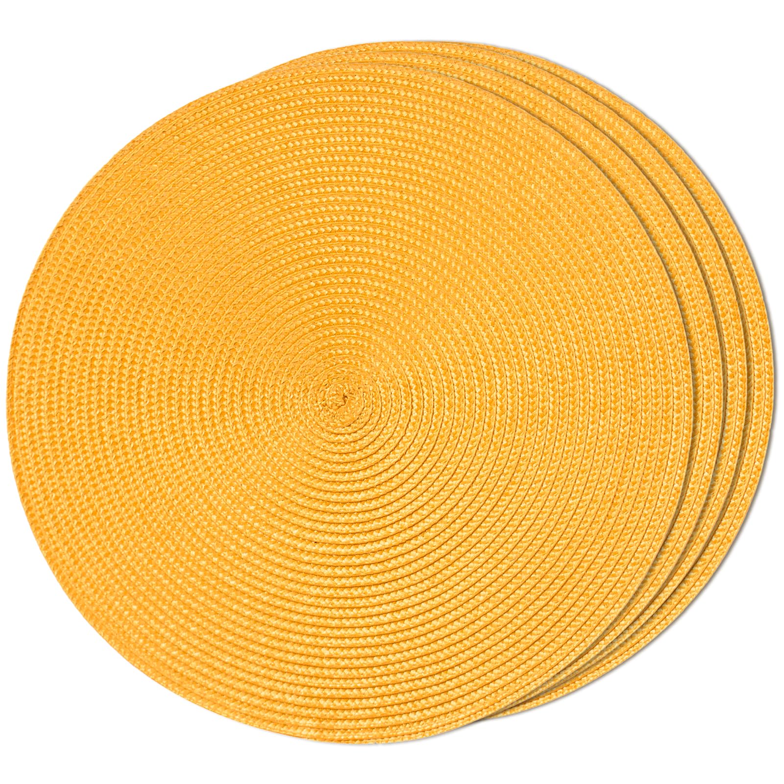 FunWheat Round Braided Placemats Set of 6 Table Mats for Dining Tables Woven Washable Non-Slip Place mats 15 in(Blue, 6pcs)