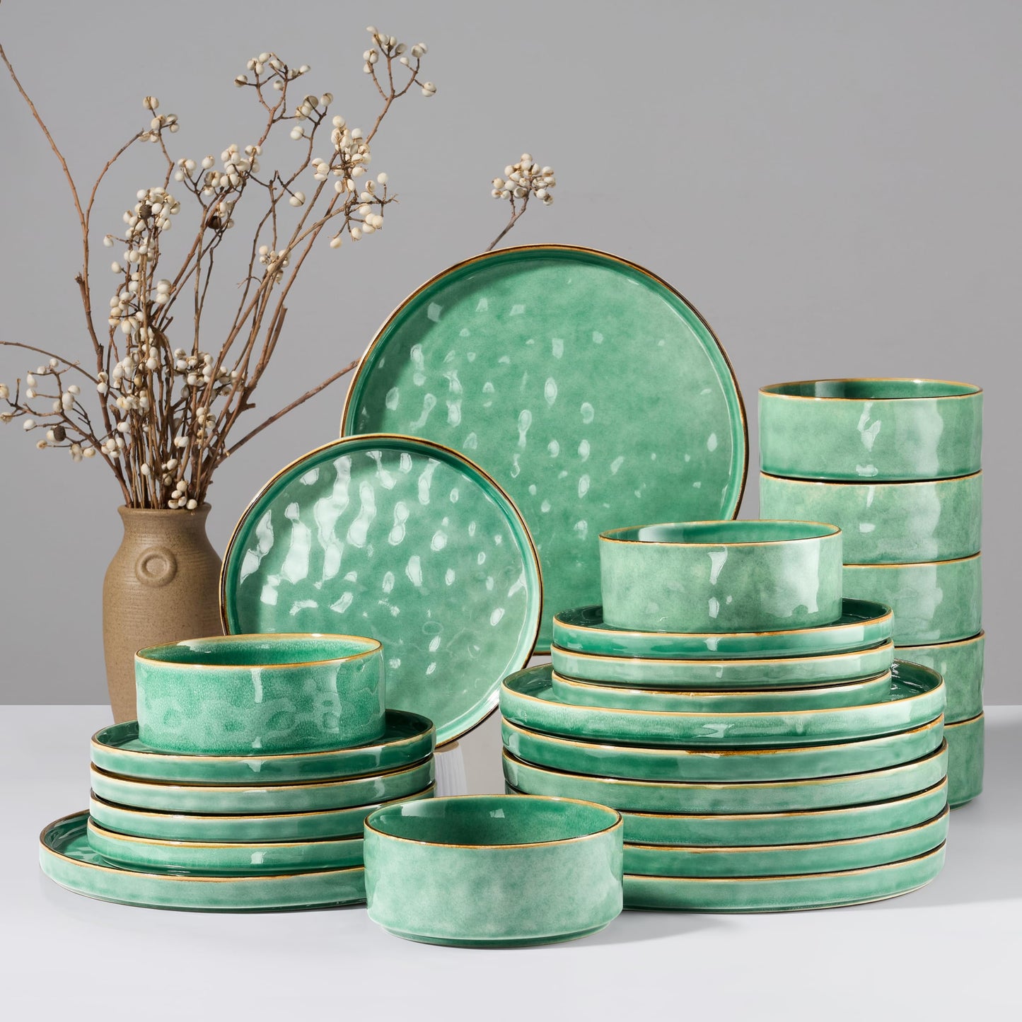HaWare Dinnerware Sets, 12-Piece Plates and Bowls Set, Stoneware Dish Set for 4, Ceramic Dinnerware for Home Restaurant, Chip and Scratch Resistant, Microwave and Dishwasher Safe, Speckled White