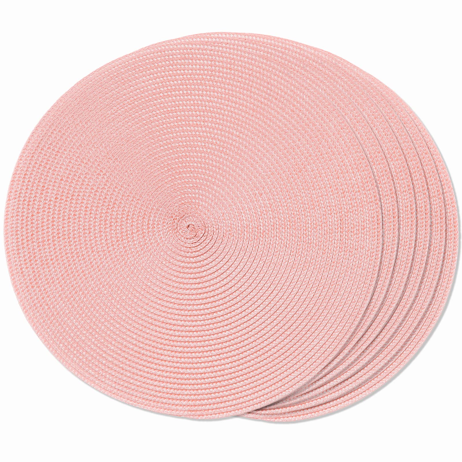 FunWheat Round Braided Placemats Set of 6 Table Mats for Dining Tables Woven Washable Non-Slip Place mats 15 in(Blue, 6pcs)