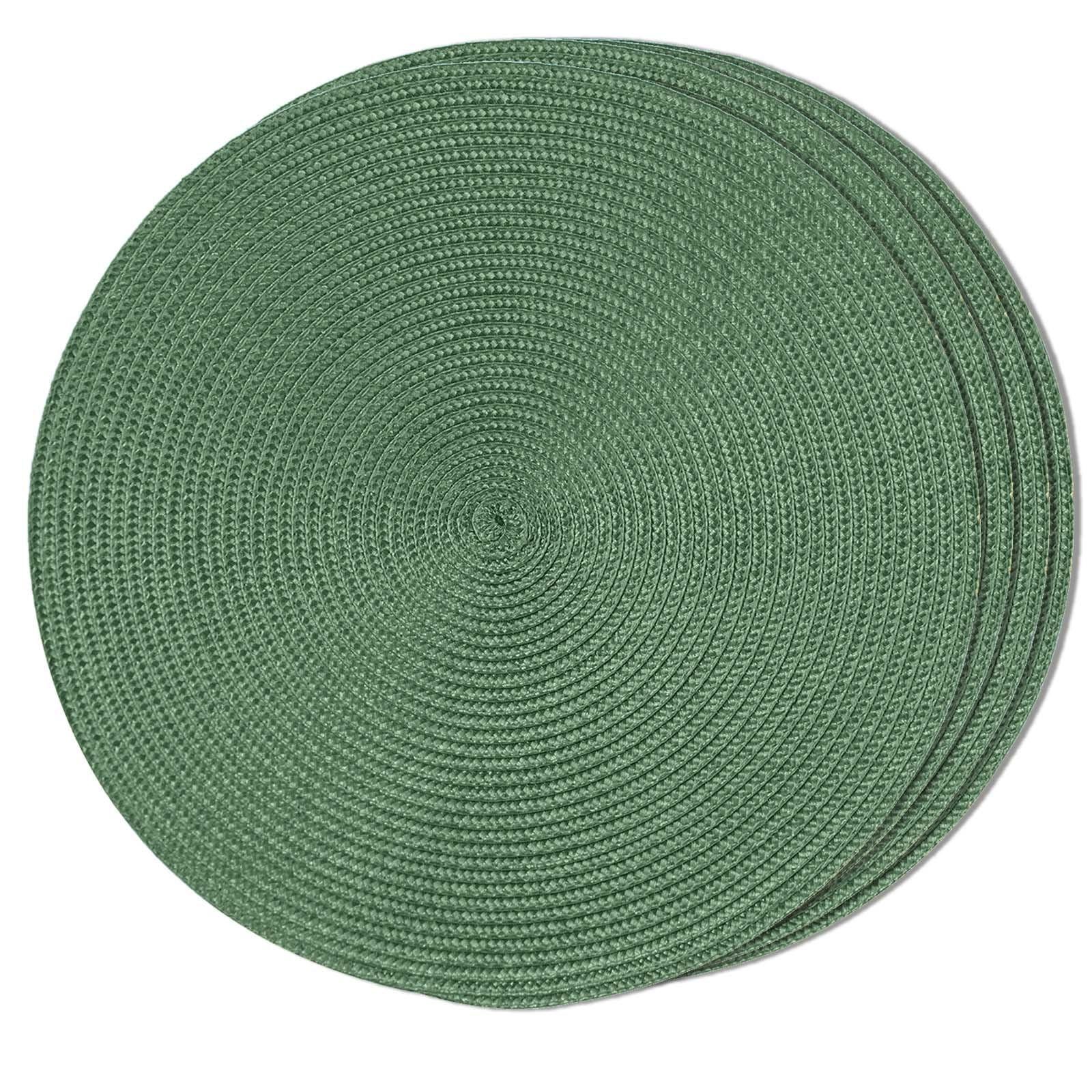 FunWheat Round Braided Placemats Set of 6 Table Mats for Dining Tables Woven Washable Non-Slip Place mats 15 in(Blue, 6pcs)