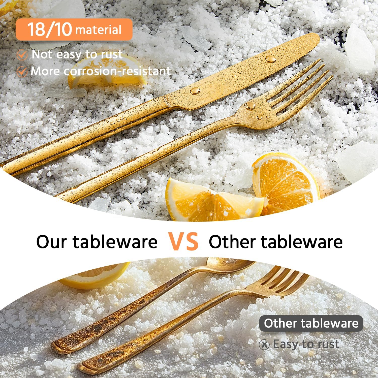 KINGSTONE Gold Silverware Set, 20 Piece Flatware Cutlery Set for 4, 18/10 Stainless Steel Silverware Mirror Polished Dishwasher Safe for Home, Restaurant, Wedding, Party(Gold, 20 pieces for 4)