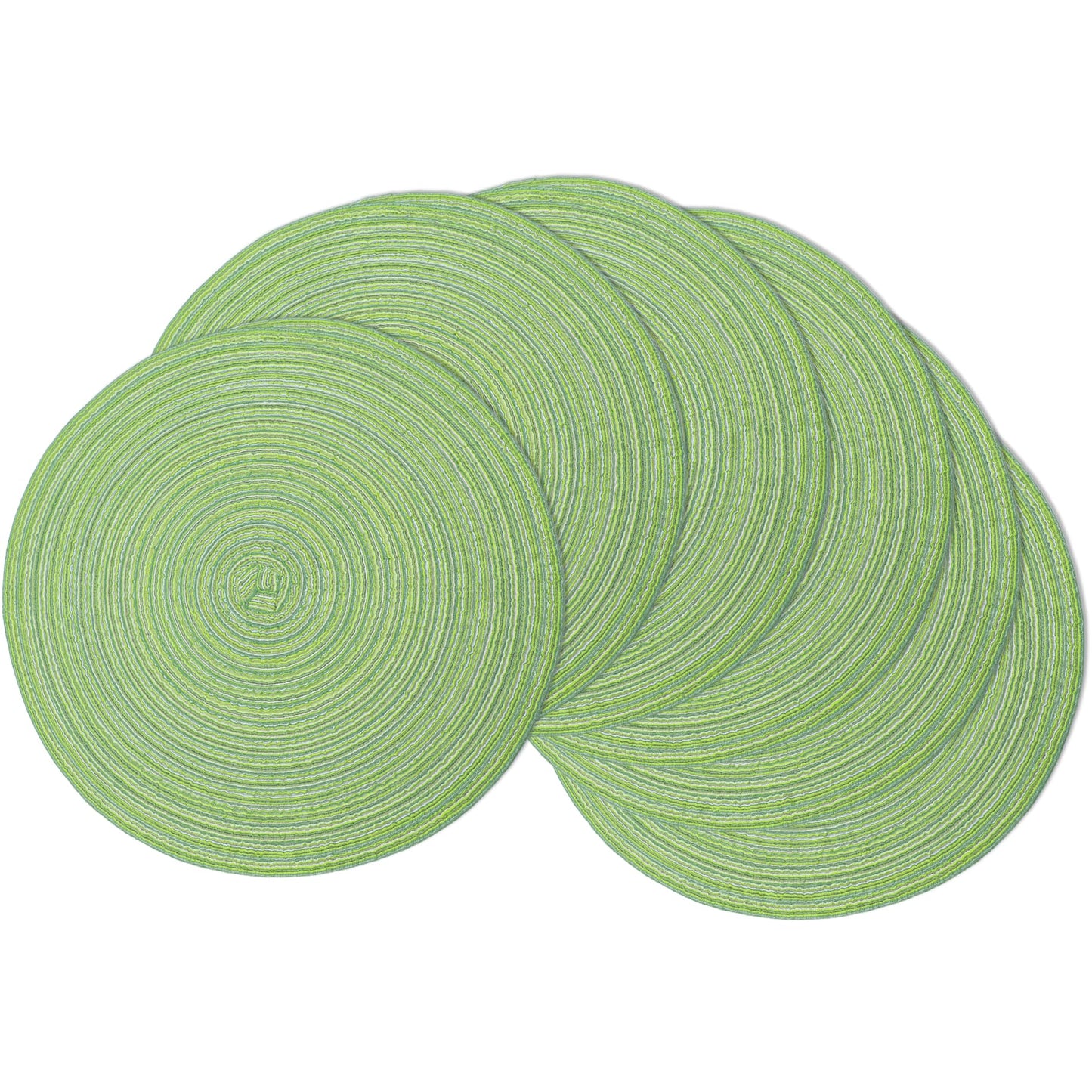 Braided Round Placemats Set of 6, Woven Washable Non-Slip Table Mats for Kitchen Dining, 15 Inch, Heat Resistant - Natural Fabric Indoor Outdoor Place Mats(Beige)