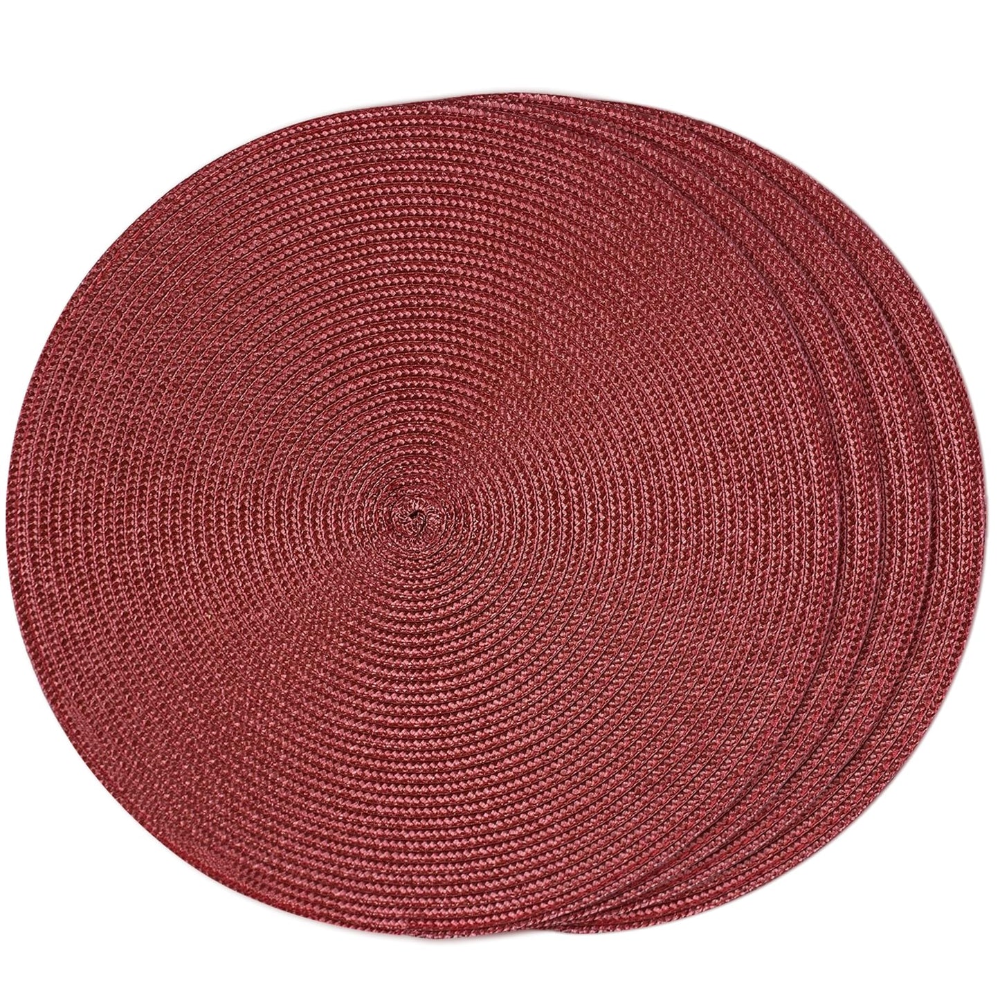 FunWheat Round Braided Placemats Set of 6 Table Mats for Dining Tables Woven Washable Non-Slip Place mats 15 in(Blue, 6pcs)
