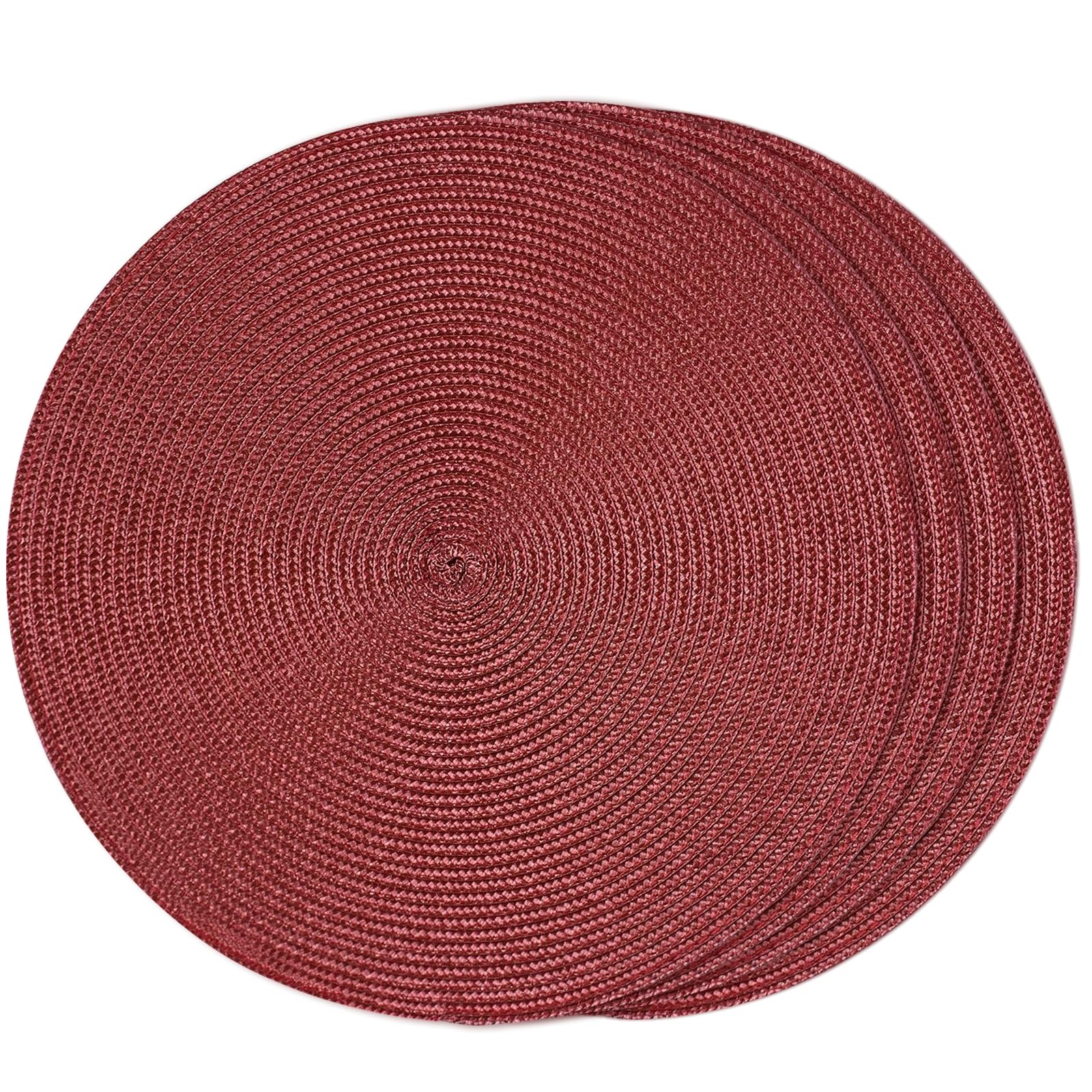 FunWheat Round Braided Placemats Set of 6 Table Mats for Dining Tables Woven Washable Non-Slip Place mats 15 in(Blue, 6pcs)