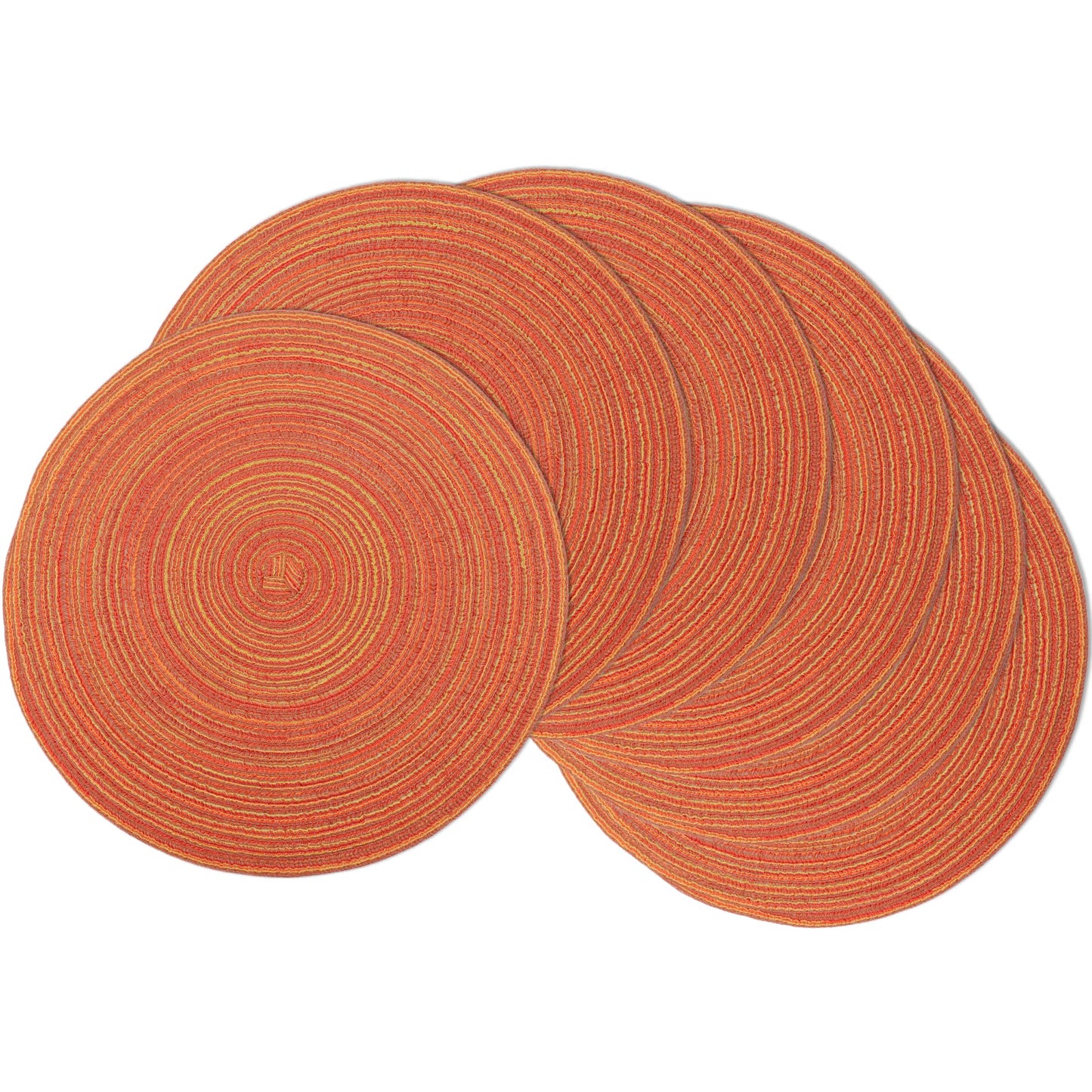 Braided Round Placemats Set of 6, Woven Washable Non-Slip Table Mats for Kitchen Dining, 15 Inch, Heat Resistant - Natural Fabric Indoor Outdoor Place Mats(Beige)