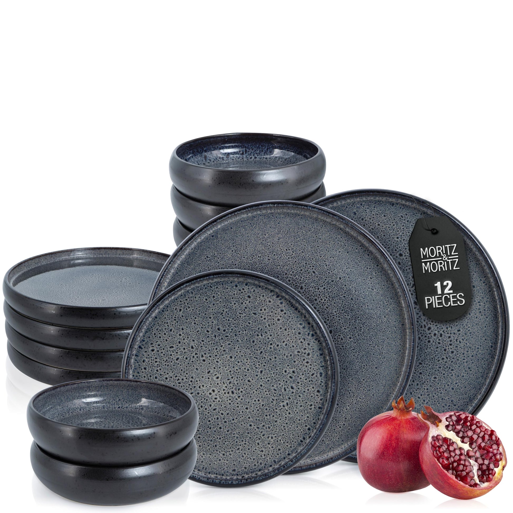 Solid 12-Piece Stoneware Dinnerware Set for 4 | Plate and Bowls Set with 4 Dinner Plates, Small Dessert Plates & Soup Bowls – Kitchen Dish Sets, Microwave & Dishwasher Safe, Brown