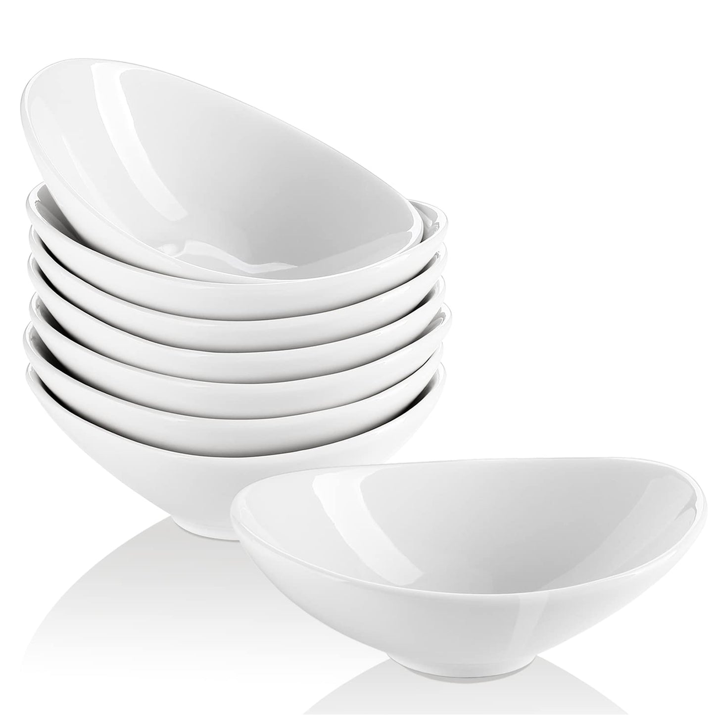 LIFVER Dessert Bowls, 16 Ounce Serving Bowls for Side Salad, Soup, Cereal, Ice Cream, 7 inch Porcelain White Bowls Set, Dishwasher & Microwave Safe Kitchen Bowls, Set of 6