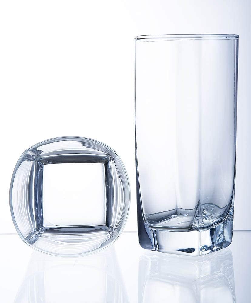 Collins Everyday Drinking Glasses Set of 16 Drinkware Kitchen Glasses for Cocktail, Iced Coffee, Beer, Ice Tea, Wine, Whiskey, Water, 8 Tall Highball Glass Cups & 8 Short Old Fashioned