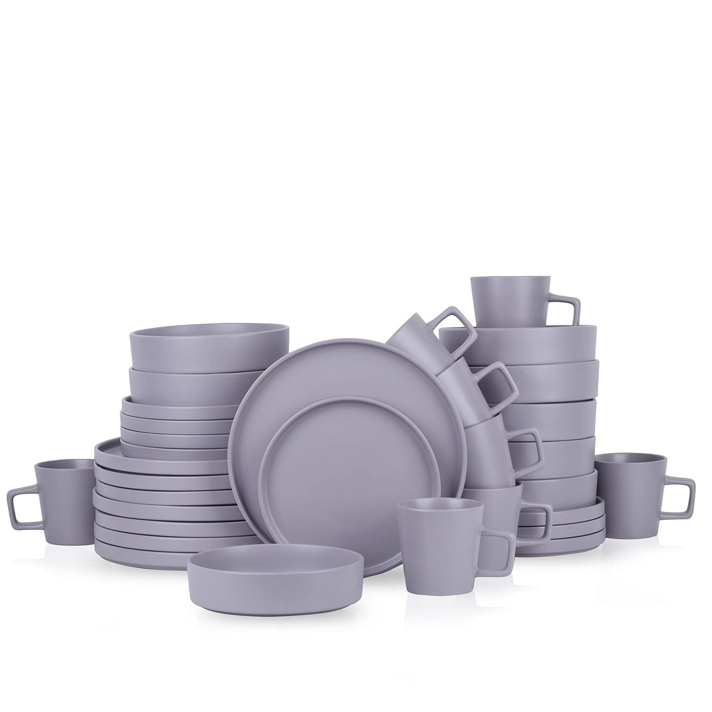 Stone Lain Celina Stoneware 16 Piece Dinnerware Set, Plates and Bowls, Black Matte Dish, Service for 4 – Minimalist Round Style, Microwave & Dishwasher Safe