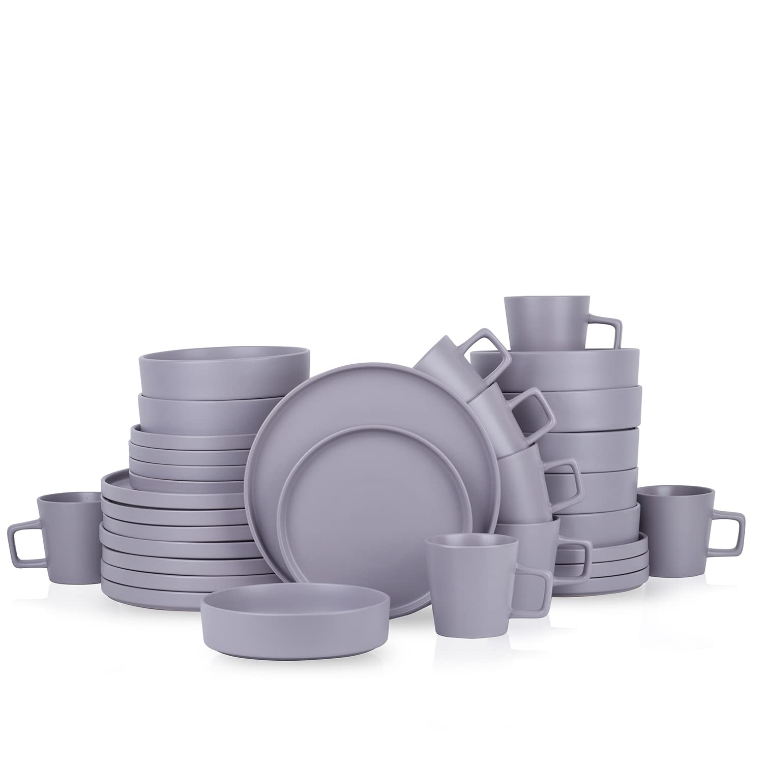 Stone Lain Celina Stoneware 16 Piece Dinnerware Set, Plates and Bowls, Black Matte Dish, Service for 4 – Minimalist Round Style, Microwave & Dishwasher Safe