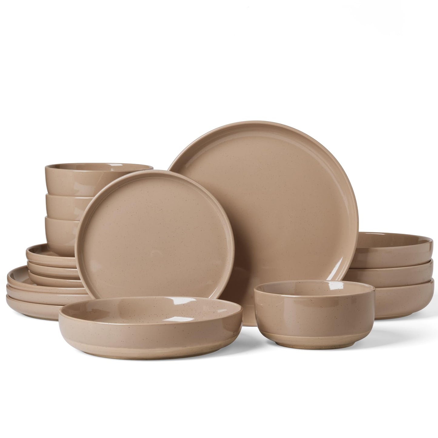 Famiware Milkyway Plates and Bowls Set, 12 Pieces Dinnerware Sets, Dishes Set for 4, Light Gray