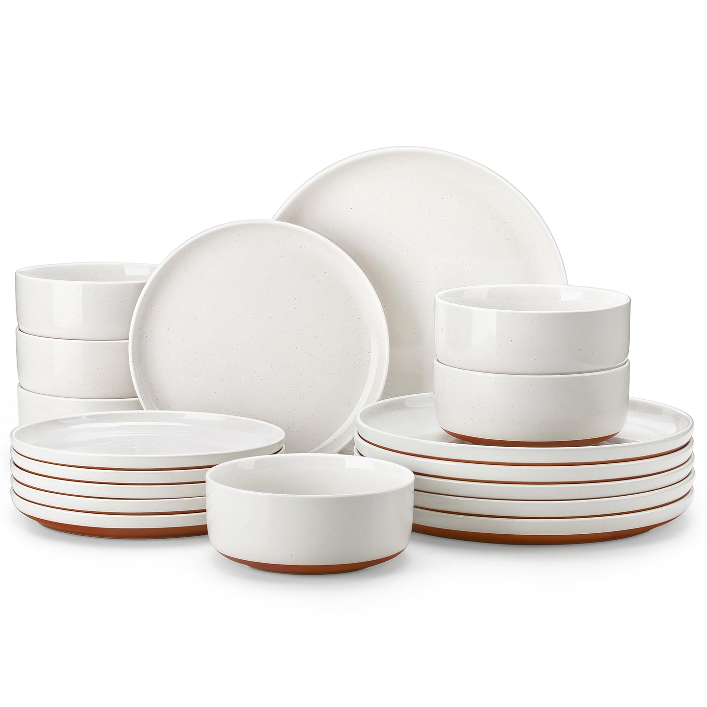 MALACASA Plates and Bowls Sets, 12 Pieces Modern Stoneware Dinnerware Set for 4 Kitchen Dinner Set Ceramic Dishware Dishes Set Microwave and Dishwasher Safe, White, Series TARA