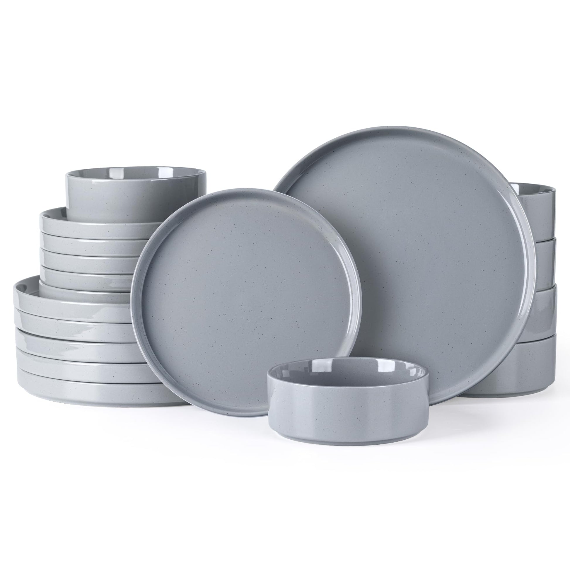 GBHOME Dinnerware Set for 4, 12 Piece Speckled Plates and Bowls Set with Glazed Bottom, Chip & Scratch Resistant Stoneware Plates Sets, Dishwasher & Microwave Safe Dishes (Light Beige, Service for 4)