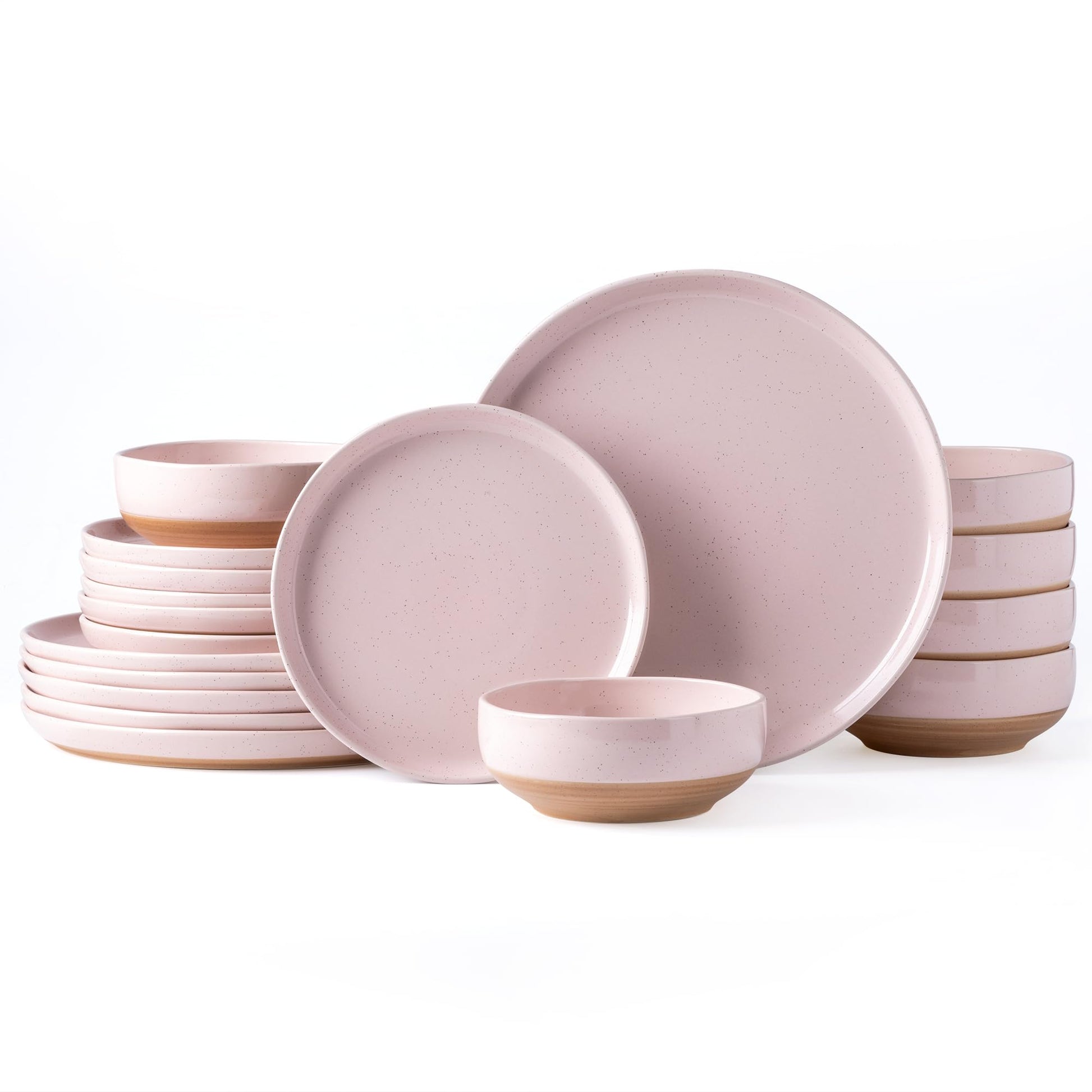 AmorArc Ceramic Dinnerware Sets for 4, 12 Pieces Handpainted Plates and Bowls Set with Rustic Terracotta Underside, Scratch Resistant Stoneware Dishes Set, Dishwasher & Microwave Safe, Gray