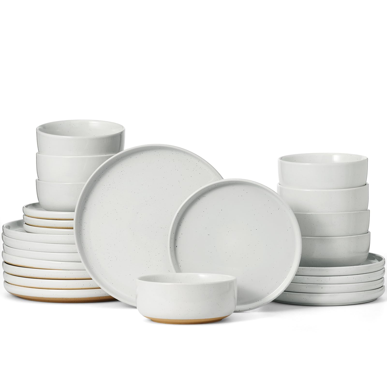 Famiware Milkyway Plates and Bowls Set, 12 Pieces Dinnerware Sets, Dishes Set for 4, Light Gray