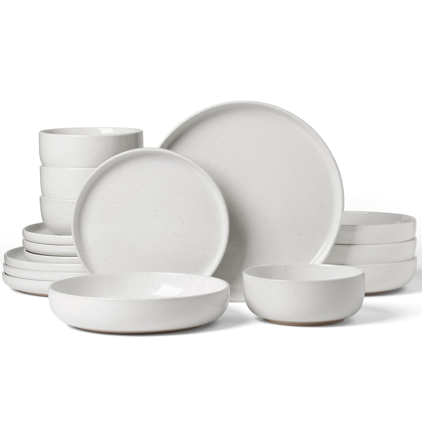 Famiware Milkyway Plates and Bowls Set, 12 Pieces Dinnerware Sets, Dishes Set for 4, Light Gray