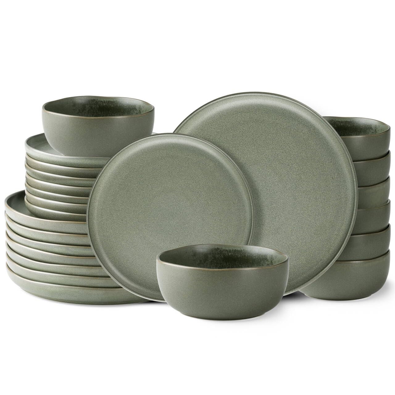 AmorArc Ceramic Dinnerware Sets, Wavy Rim Stoneware Plates and Bowls Sets, Highly Chip and Crack Resistant | Dishwasher & Microwave & Oven Safe Dishes set, Service for 4 (12pc)