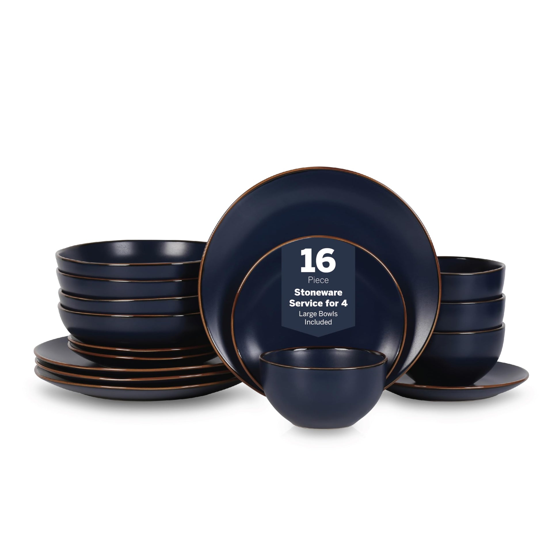 Stone Lain, Stoneware, Service for 4, Light Green, Plates and Bowls Sets, Dinnerware Set with 4 Dinner - & 4 Salad Plates, 4 Pasta - & 4 Round Bowls, Dishwasher & Microwave Safe, 16-Piece