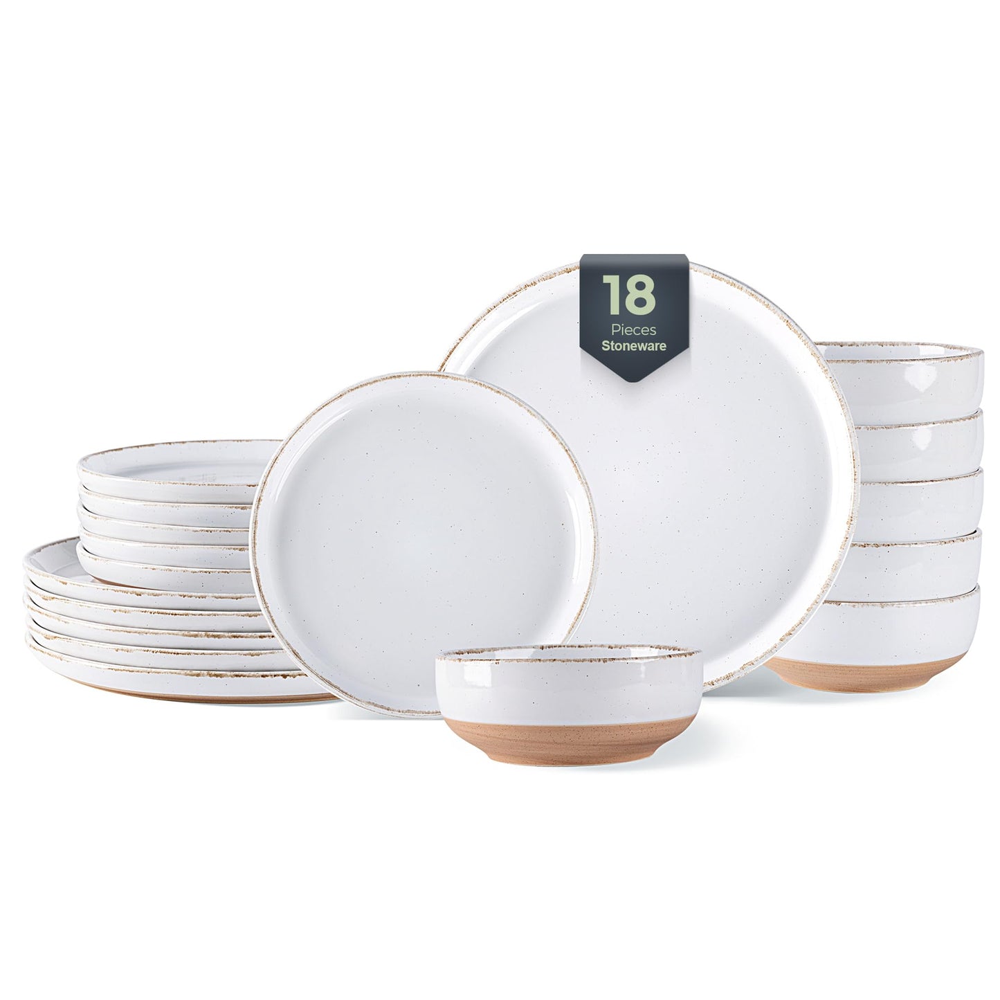 AmorArc Ceramic Dinnerware Sets for 4, 12 Pieces Handpainted Plates and Bowls Set with Rustic Terracotta Underside, Scratch Resistant Stoneware Dishes Set, Dishwasher & Microwave Safe, Gray