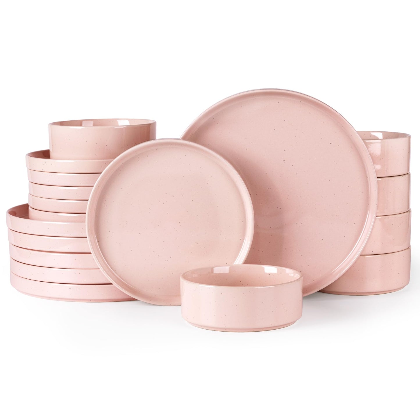 GBHOME Dinnerware Set for 4, 12 Piece Speckled Plates and Bowls Set with Glazed Bottom, Chip & Scratch Resistant Stoneware Plates Sets, Dishwasher & Microwave Safe Dishes (Light Beige, Service for 4)