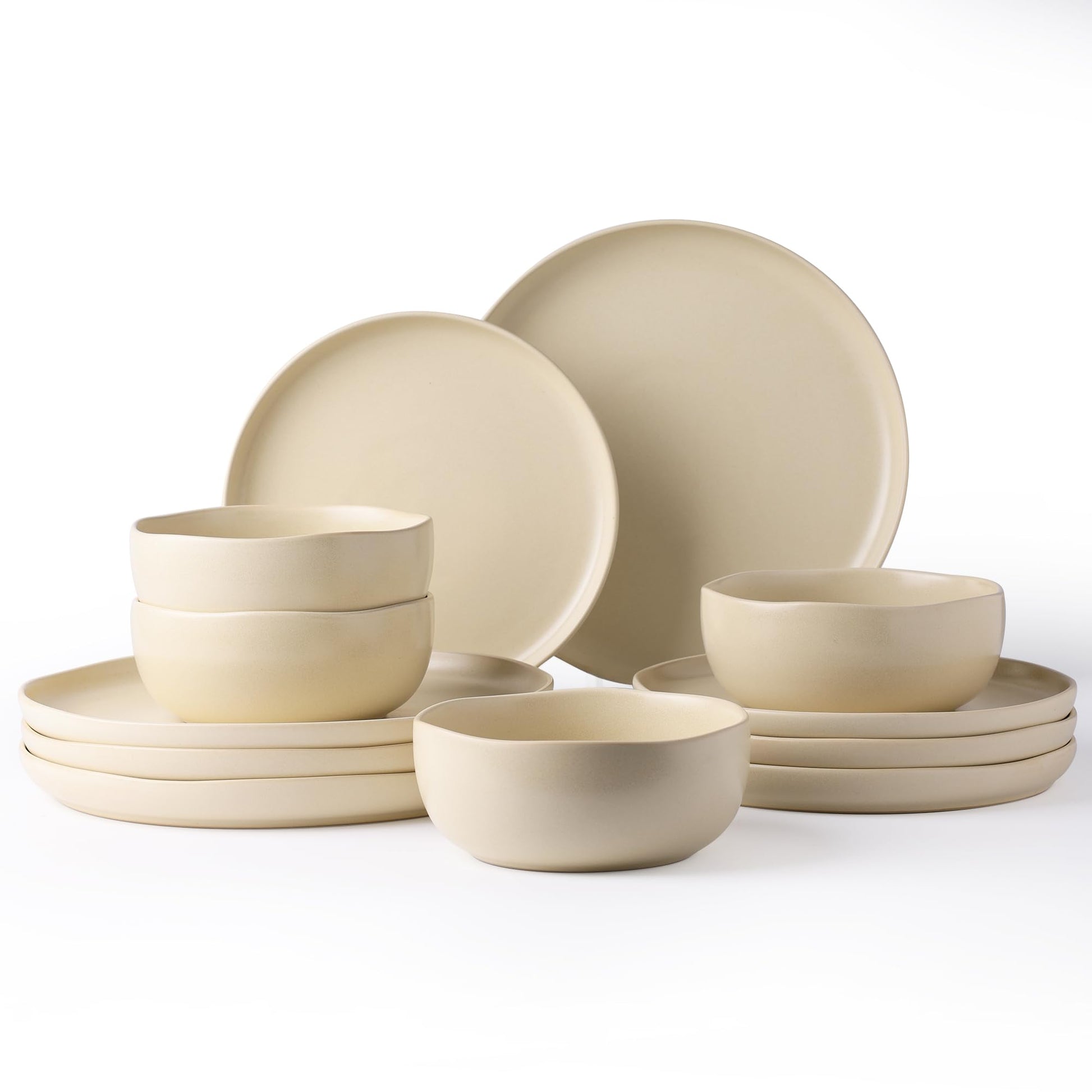 AmorArc Ceramic Dinnerware Sets, Wavy Rim Stoneware Plates and Bowls Sets, Highly Chip and Crack Resistant | Dishwasher & Microwave & Oven Safe Dishes set, Service for 4 (12pc)