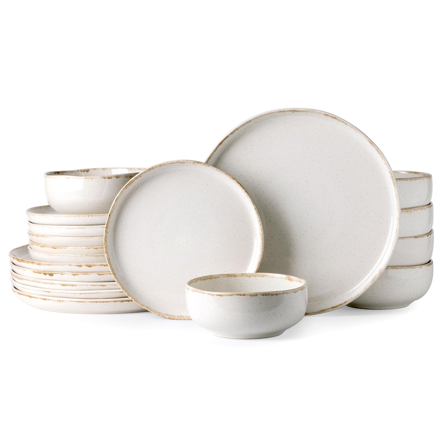 AmorArc Ceramic Dinnerware Sets, Wavy Rim Stoneware Plates and Bowls Sets, Highly Chip and Crack Resistant | Dishwasher & Microwave & Oven Safe Dishes set, Service for 4 (12pc)