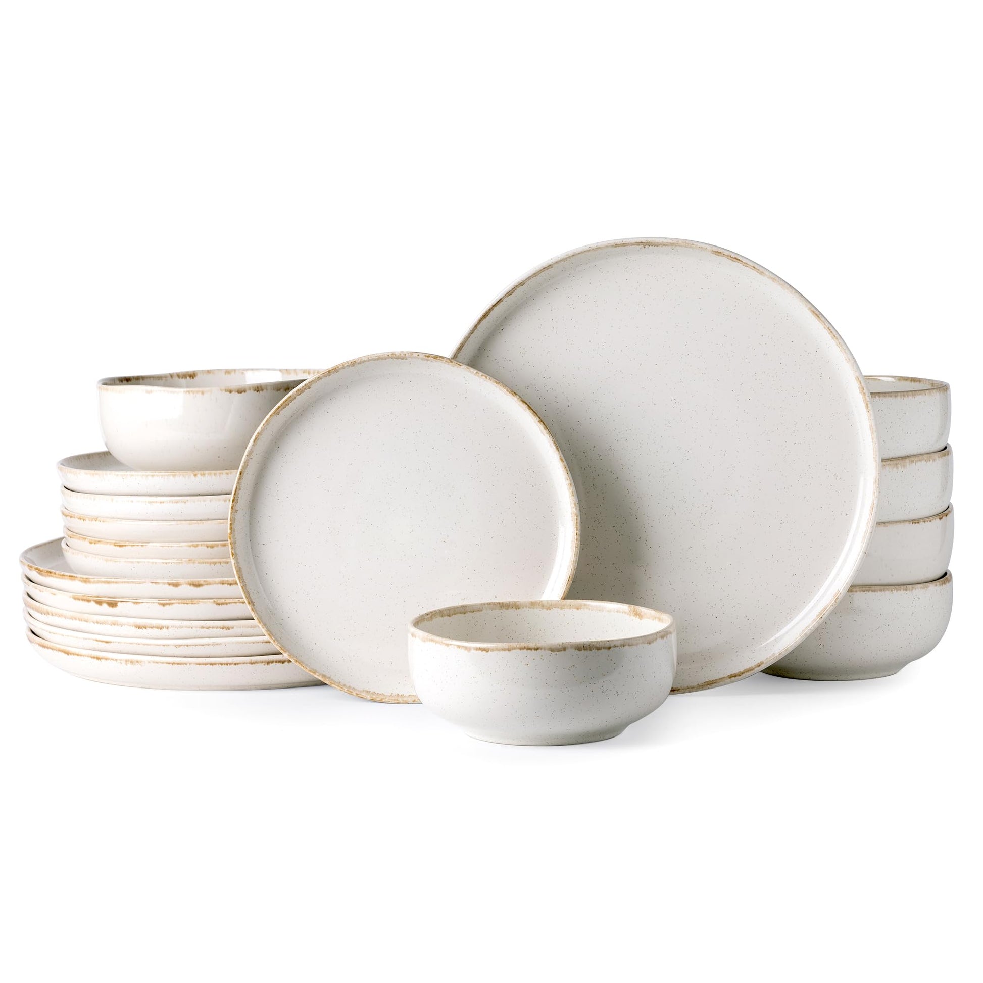 AmorArc Ceramic Dinnerware Sets, Wavy Rim Stoneware Plates and Bowls Sets, Highly Chip and Crack Resistant | Dishwasher & Microwave & Oven Safe Dishes set, Service for 4 (12pc)