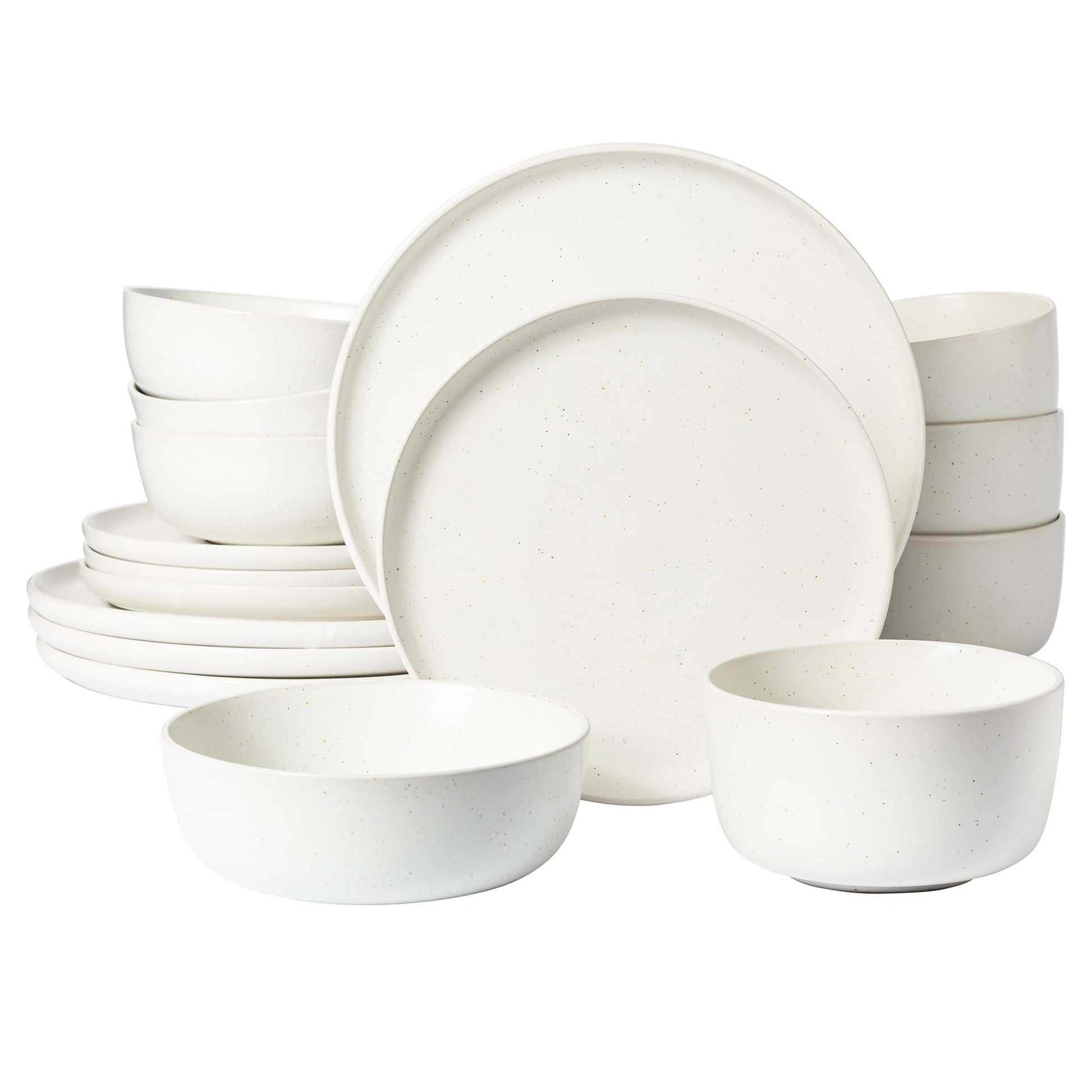 Gibson Elite Kings Road Double Plates and Bowl Organic Round Porcelain Dinnerware Set - Matte Black w/Gold Rim