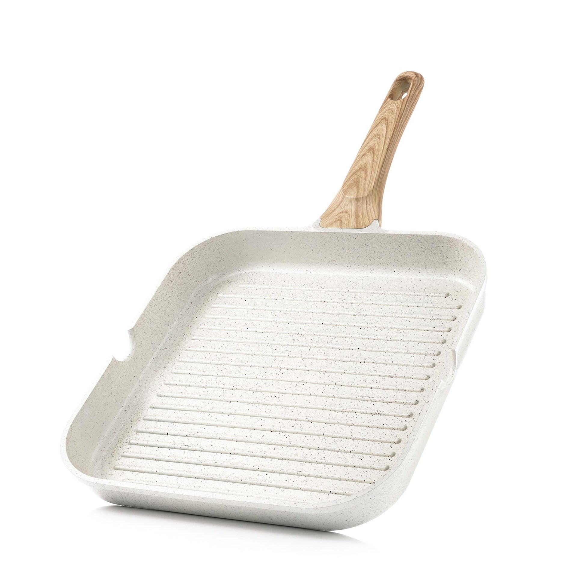 SENSARTE Nonstick Grill Pan for Stove Tops, Versatile Griddle with Pour Spouts, Square Big Cooking Surface, Durable Skillet Indoor & Outdoor Grilling. PFOA Free, 9.5 Inch