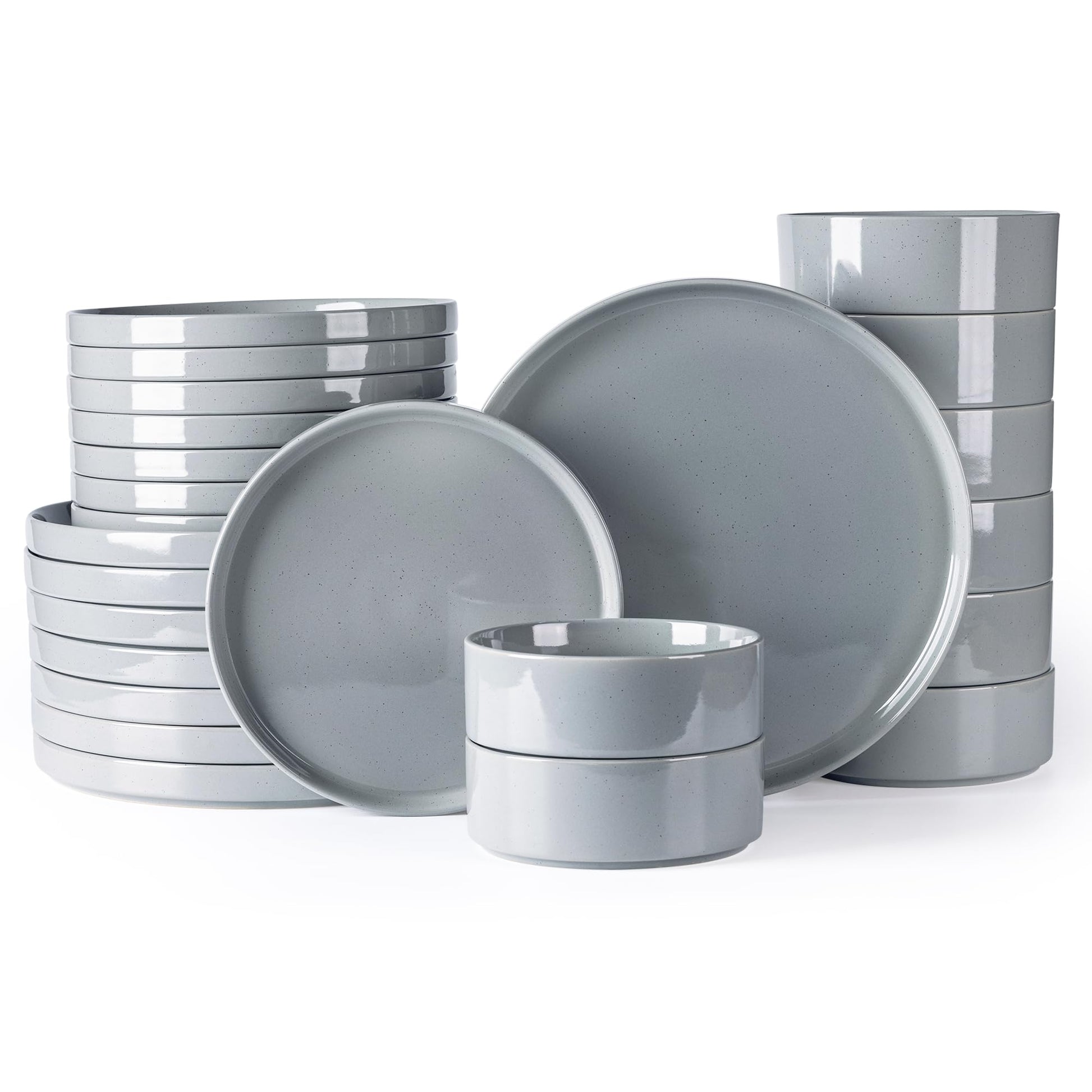 GBHOME Dinnerware Set for 4, 12 Piece Speckled Plates and Bowls Set with Glazed Bottom, Chip & Scratch Resistant Stoneware Plates Sets, Dishwasher & Microwave Safe Dishes (Light Beige, Service for 4)
