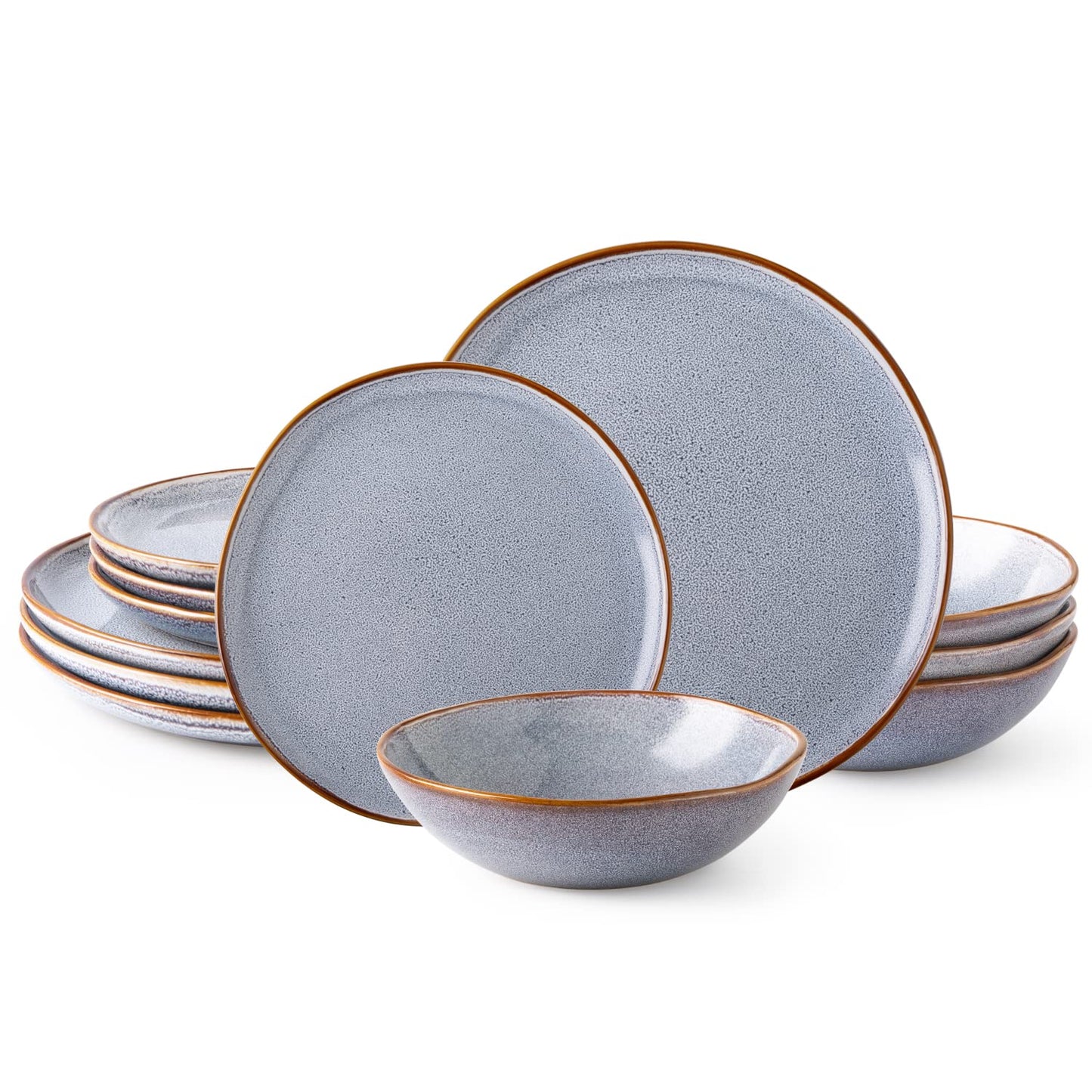 AmorArc Ceramic Dinnerware Sets,Handmade Reactive Glaze Stoneware Plates and Bowls Set,Highly Scratch Resistant Dishes | Dishwasher & Microwave Safe Dishes Set, Service for 6 (18pc)